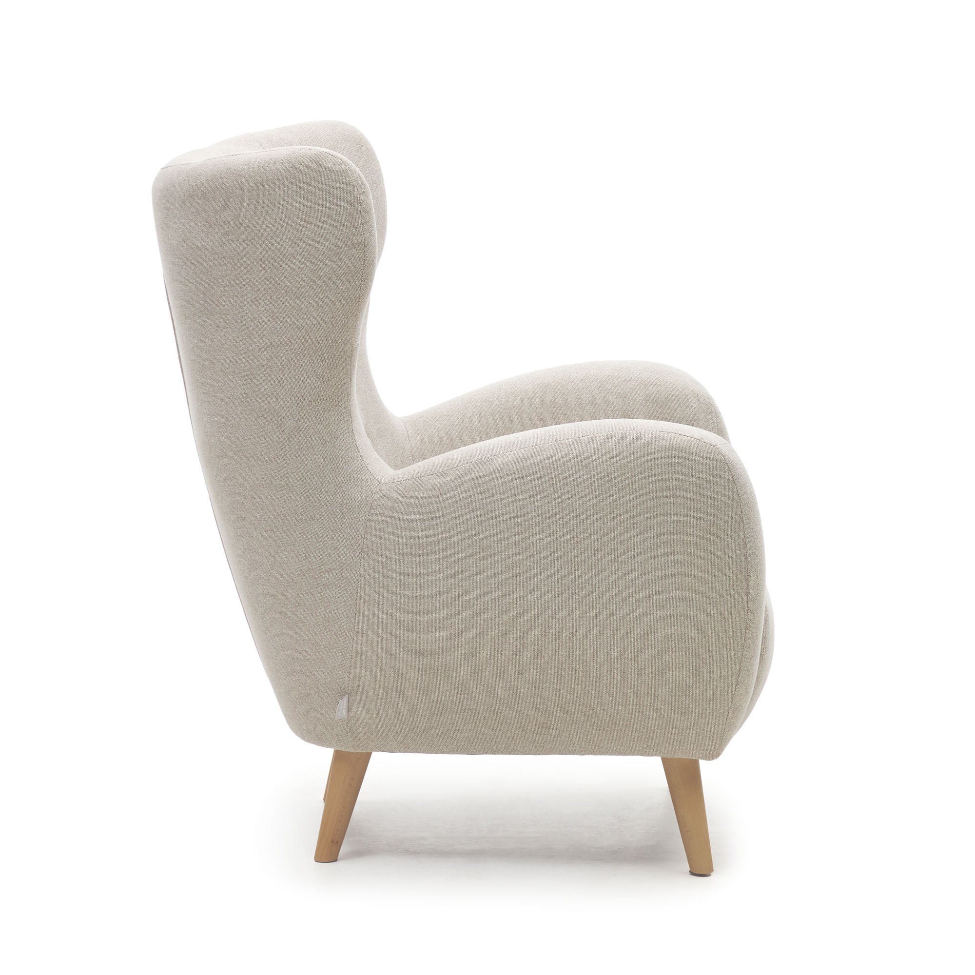Patio beige armchair with solid beech wood legs FSC Mix Credit - Product Image