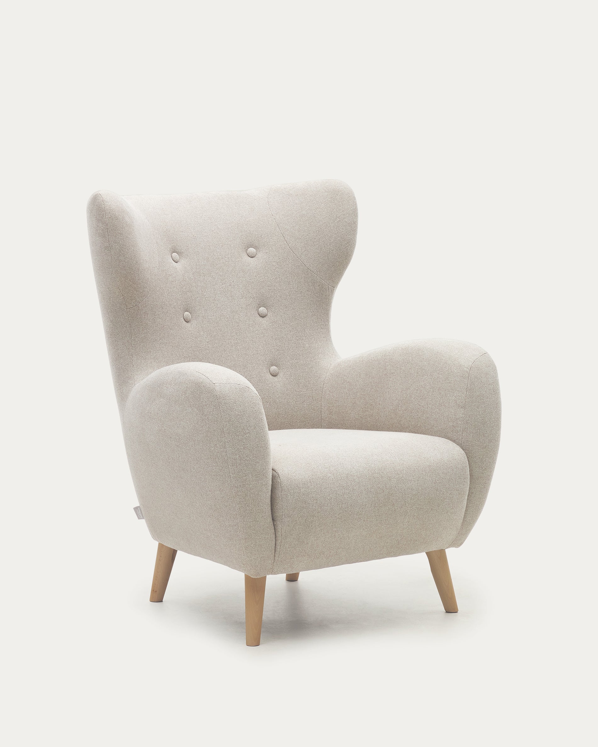 Patio beige armchair with solid beech wood legs FSC Mix Credit - Product View