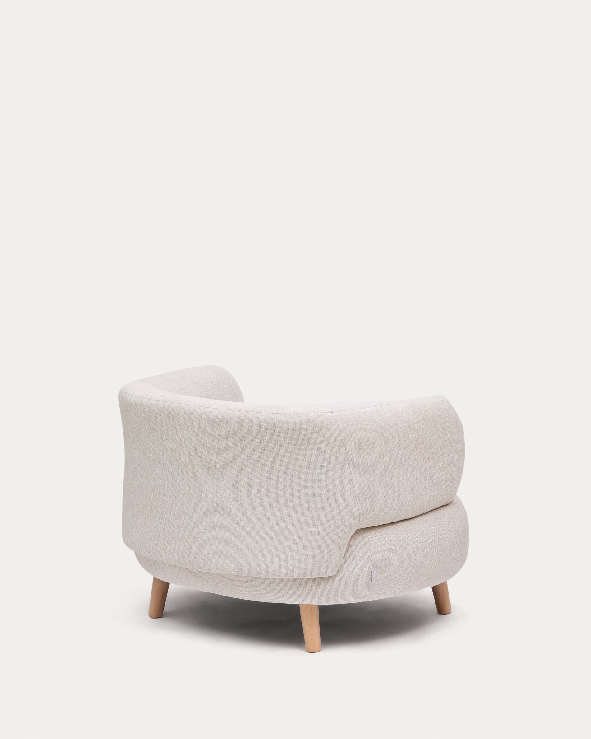 Luisa armchair in chenille pearl with solid beech wood legs 90 cm - Product View