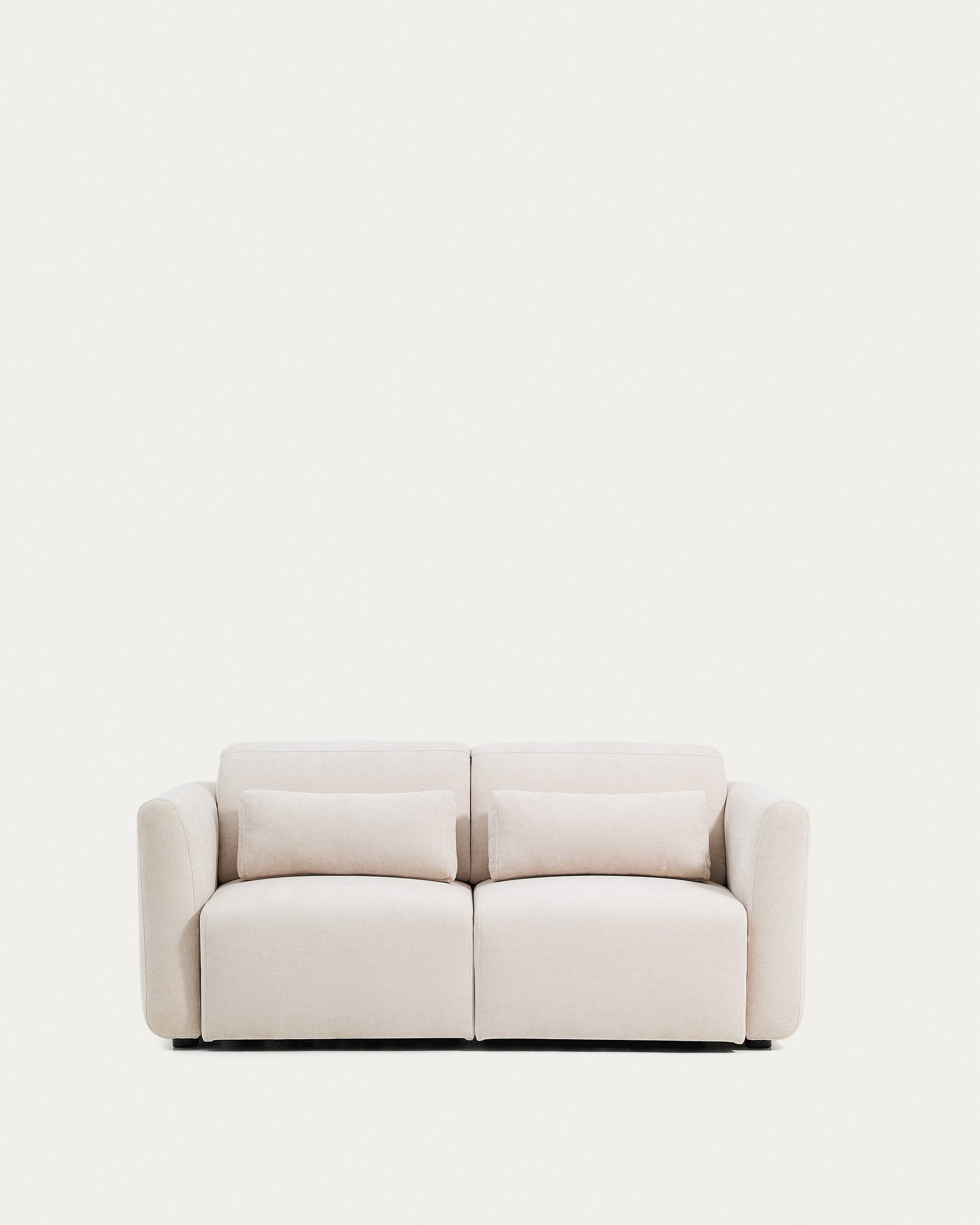 Lares 2-seater sofa with motorised sliding seats and reclining headrest in beige chenille 180cm - Product View
