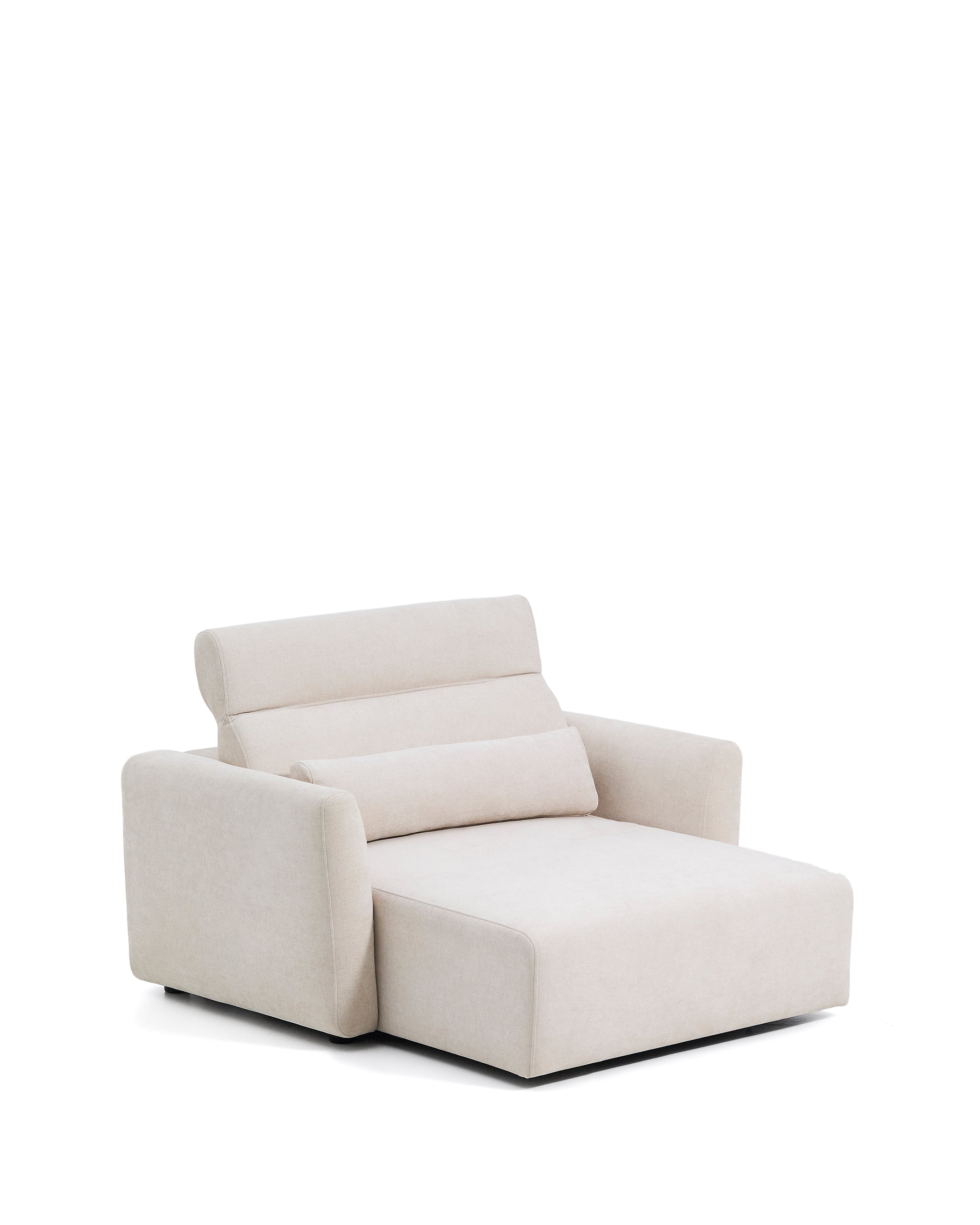 Lares 2-seater sofa with motorised sliding seats and reclining headrest in beige chenille 150cm - Product Image
