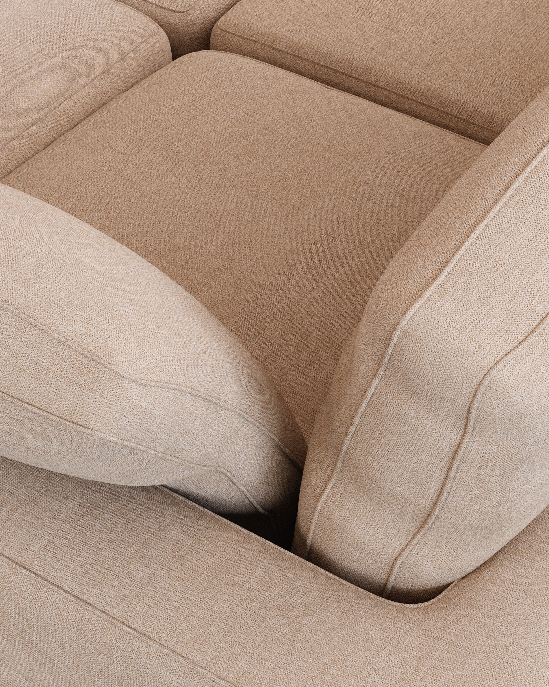 Gala 3-seater sofa with double chaise longue beige, 210cm - Detail