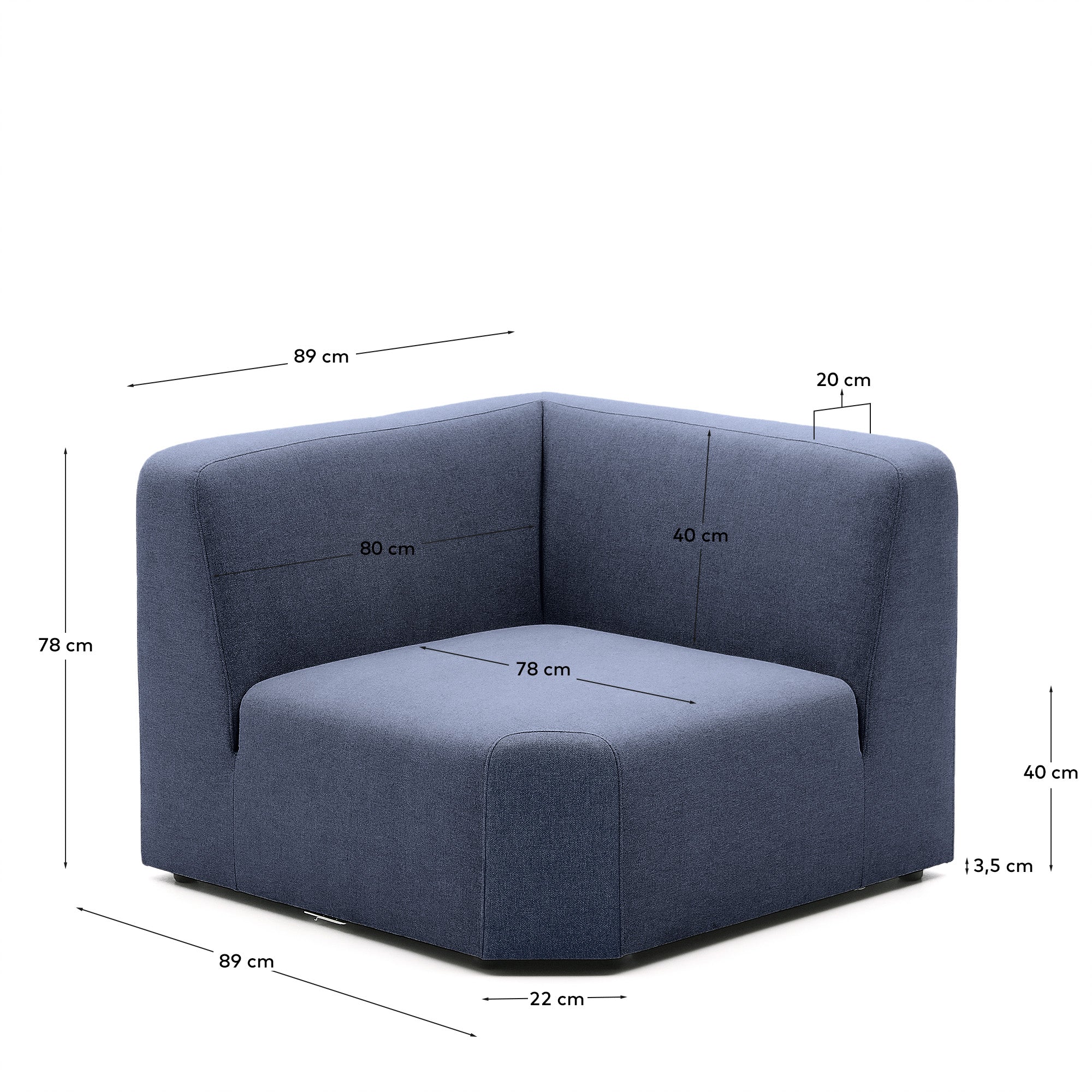 Neom corner module blue 75 cm FSC Mix Credit - Measurements
