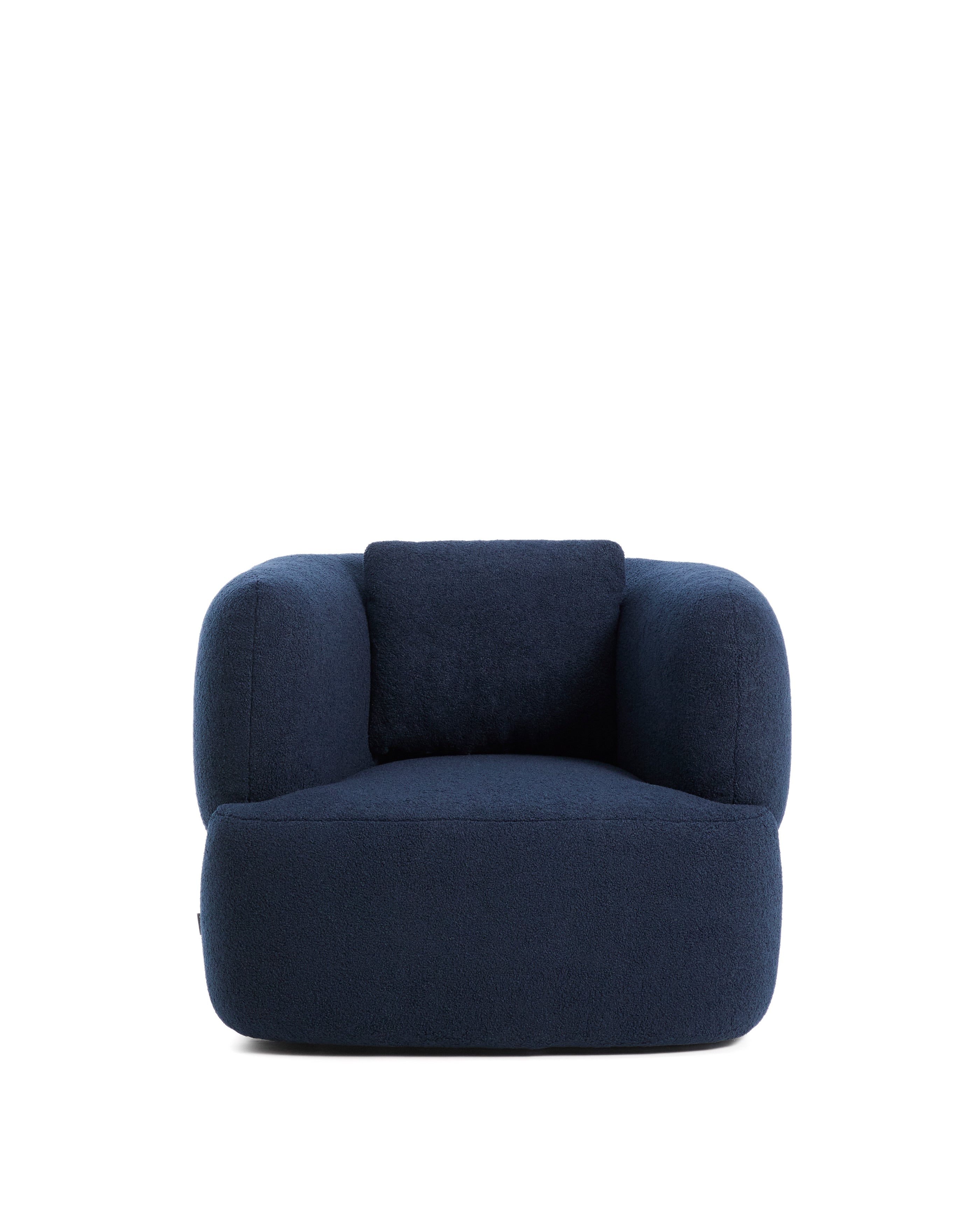 Martina navy blue bouclé armchair with cushion FSC Mix Credit - Product Image