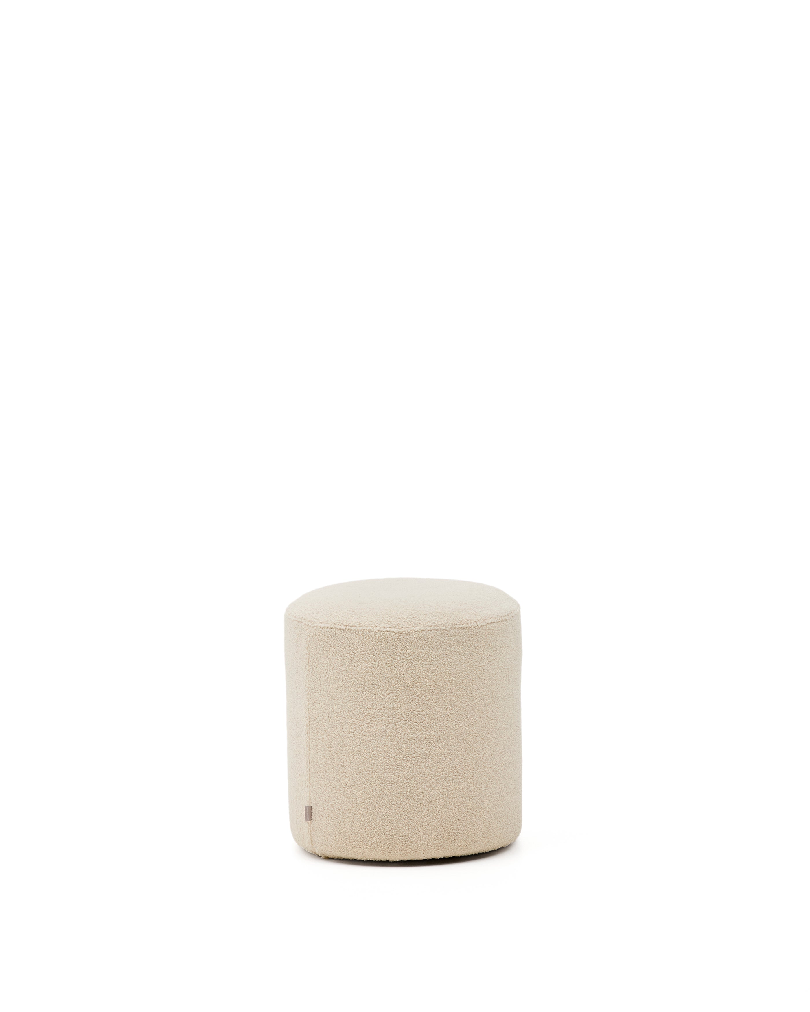 Kaeli footrest with removable cover in ecru bouclé Ø 43 cm - Product Image