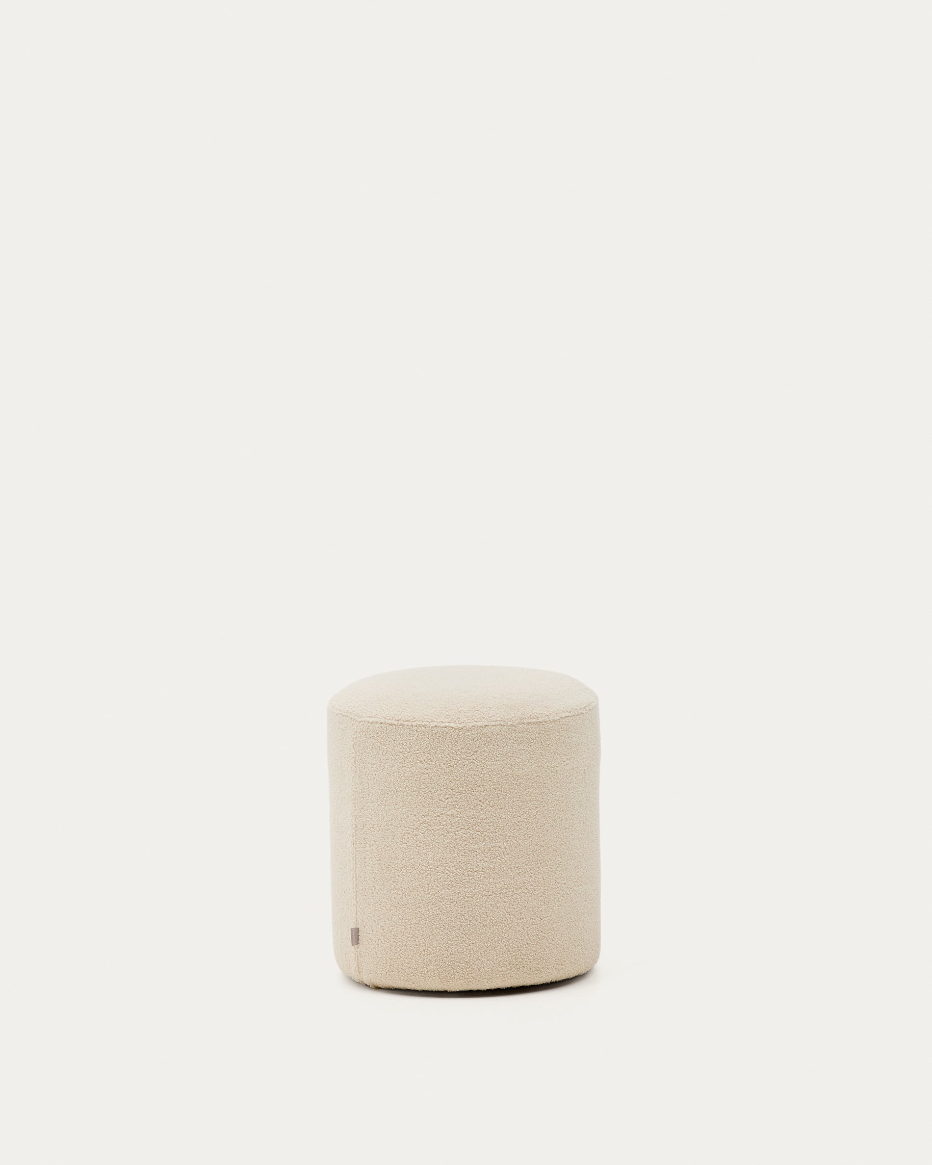 Kaeli footrest with removable cover in ecru bouclé Ø 43 cm - Product View
