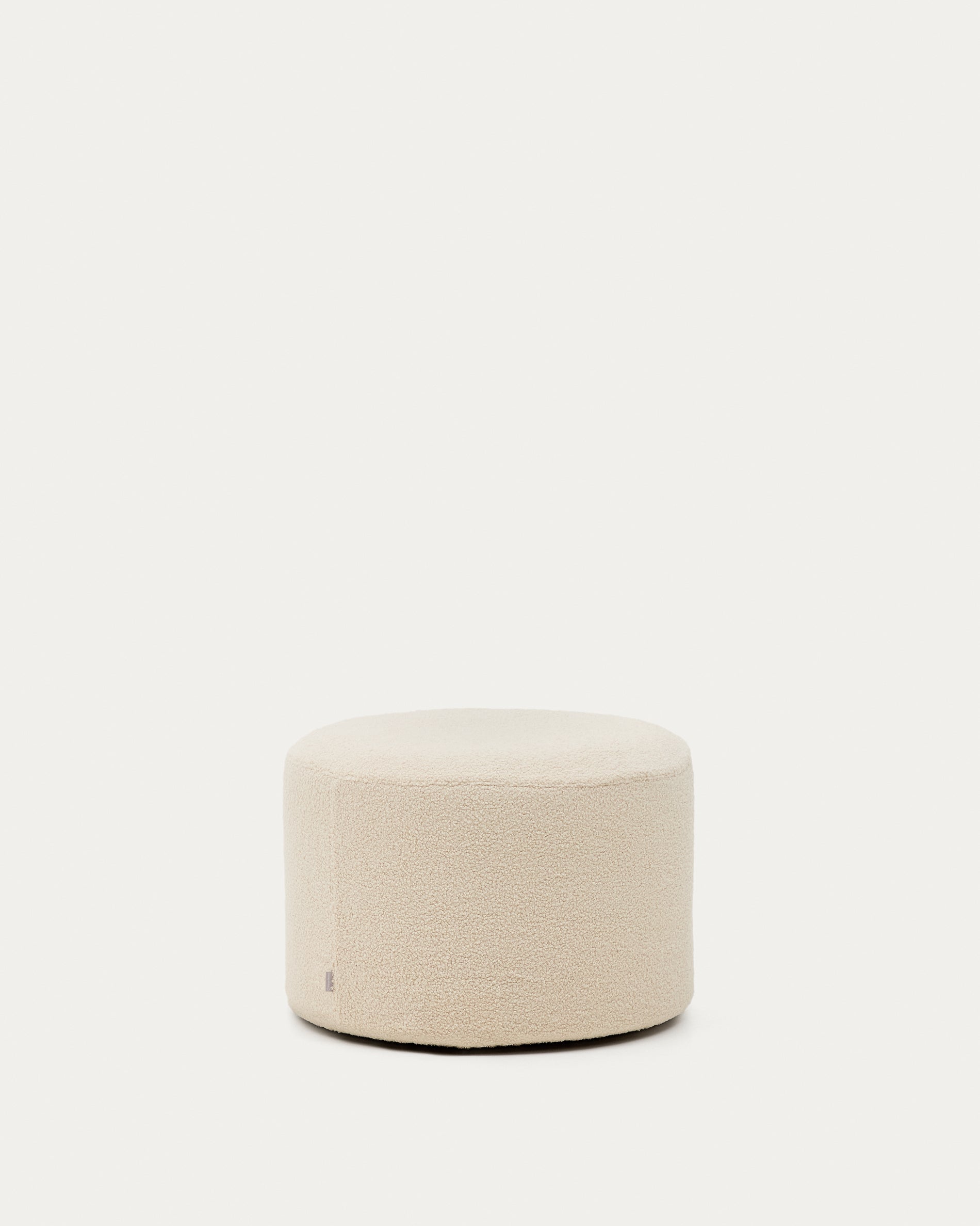 Kaeli footrest with removable cover in ecru bouclé Ø 60 cm - Product View