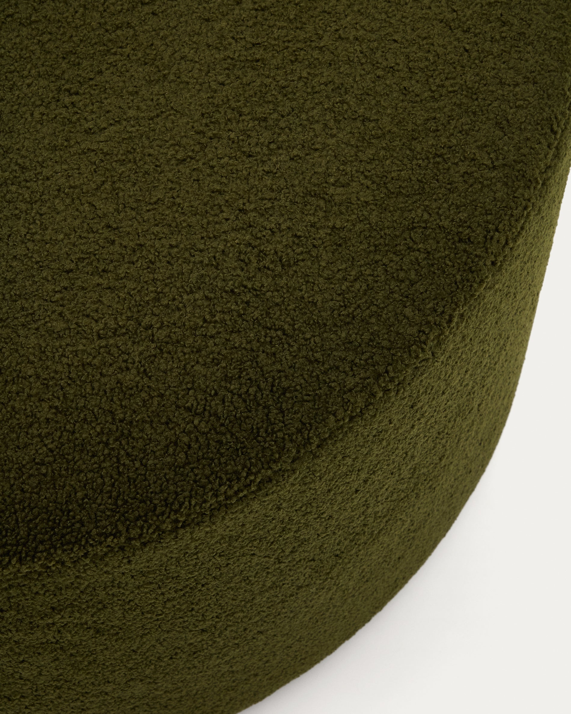 Kaeli footrest with removable cover in green bouclé Ø 90 cm - Detail