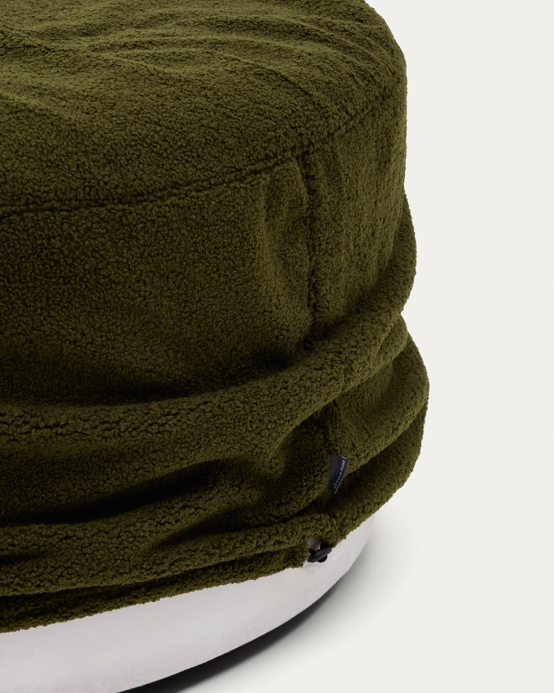 Kaeli footrest with removable cover in green bouclé Ø 90 cm - Detail