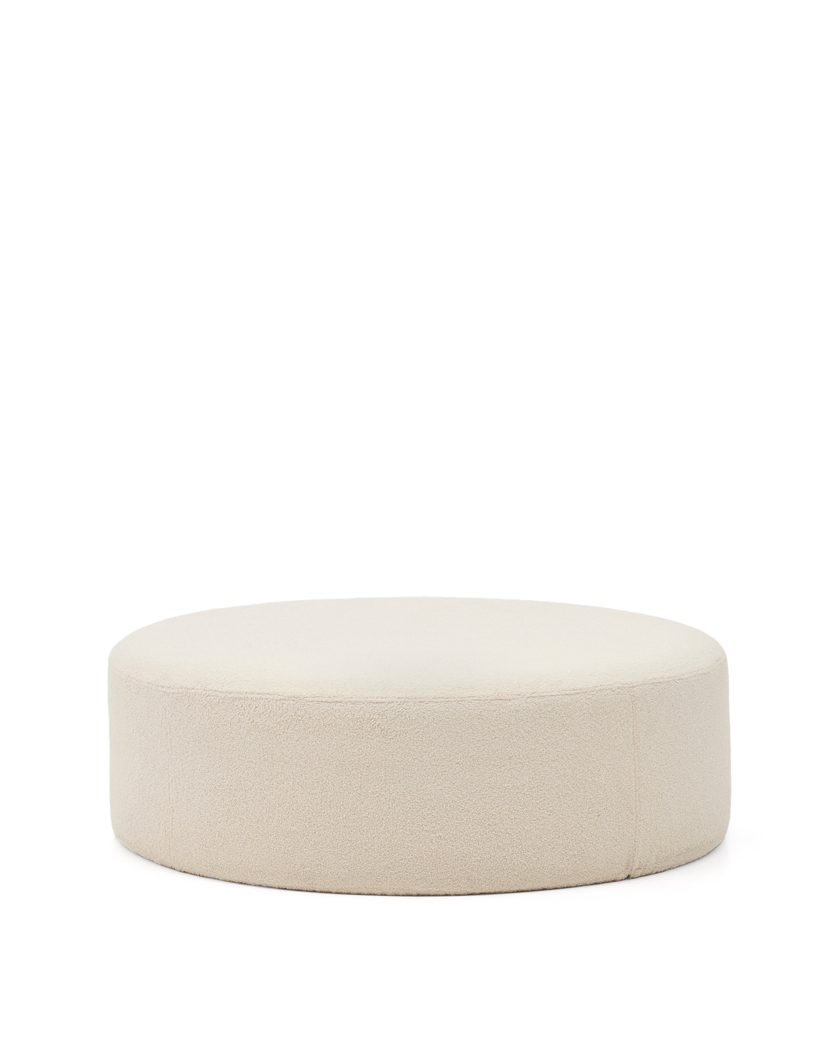 Kaeli footrest with removable cover in ecru bouclé Ø 120 cm - Product Image
