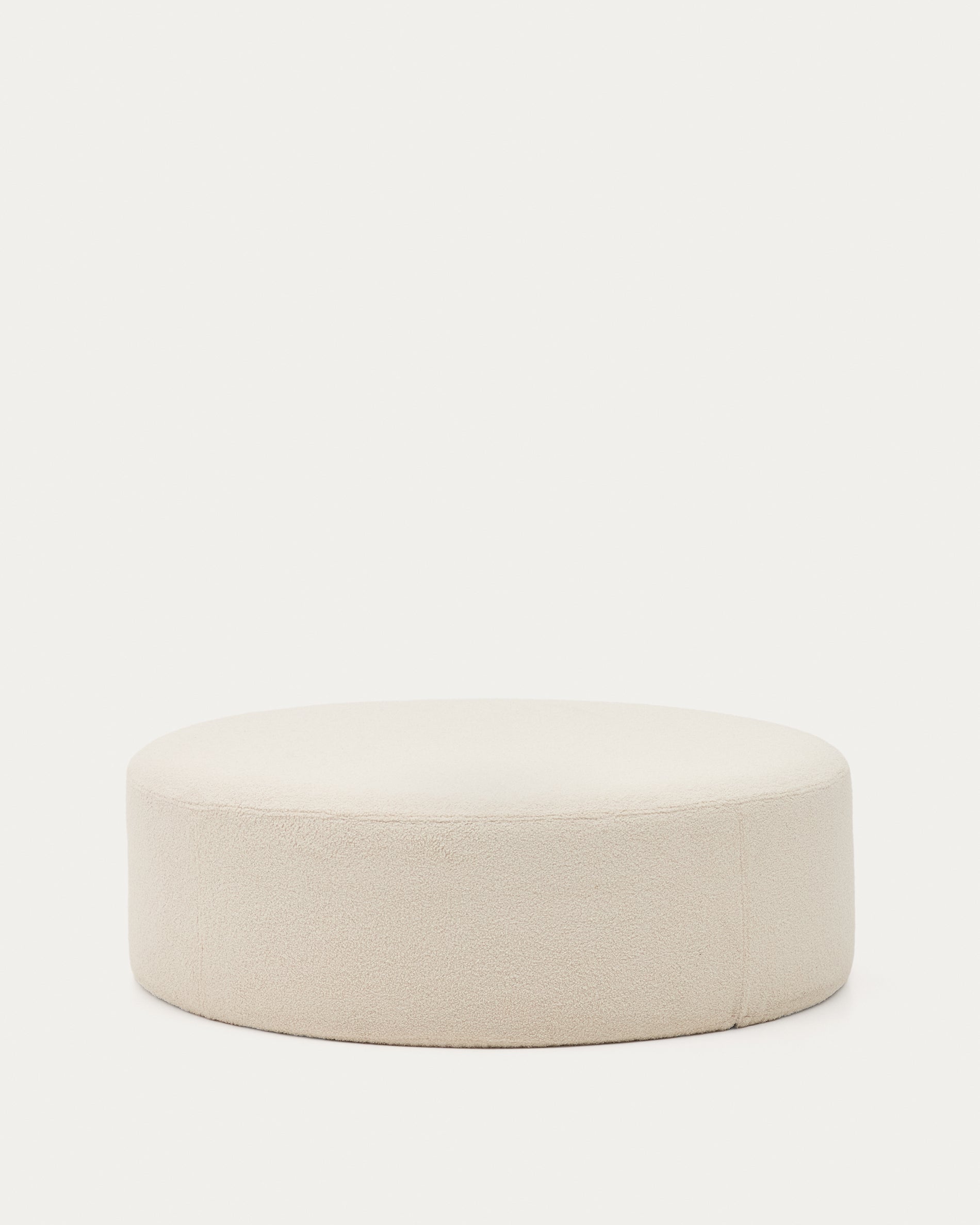 Kaeli footrest with removable cover in ecru bouclé Ø 120 cm - Product View