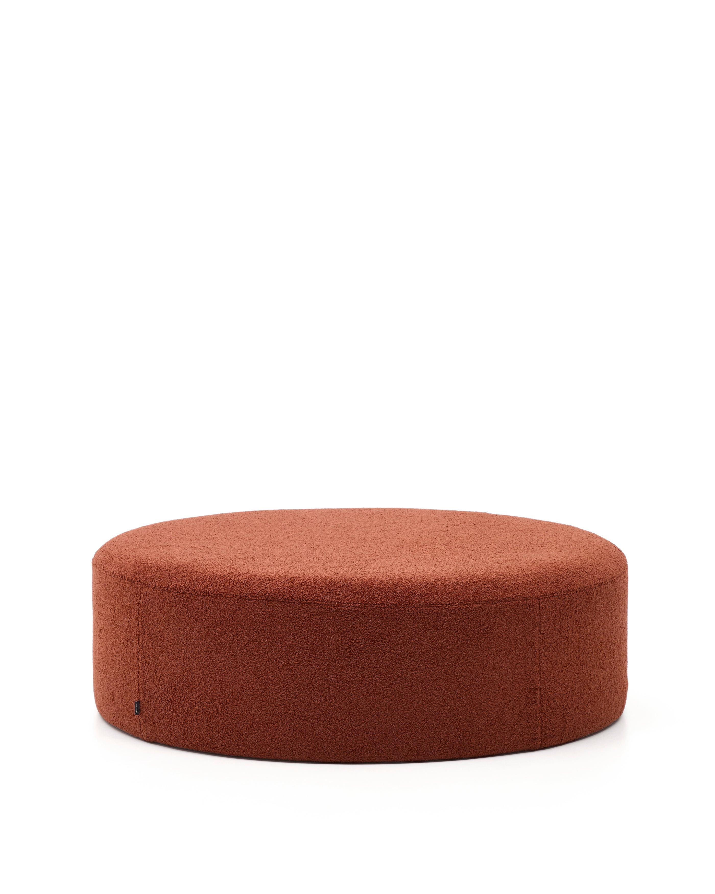 Kaeli footrest with removable cover in terracotta bouclé Ø 120 cm - Product Image