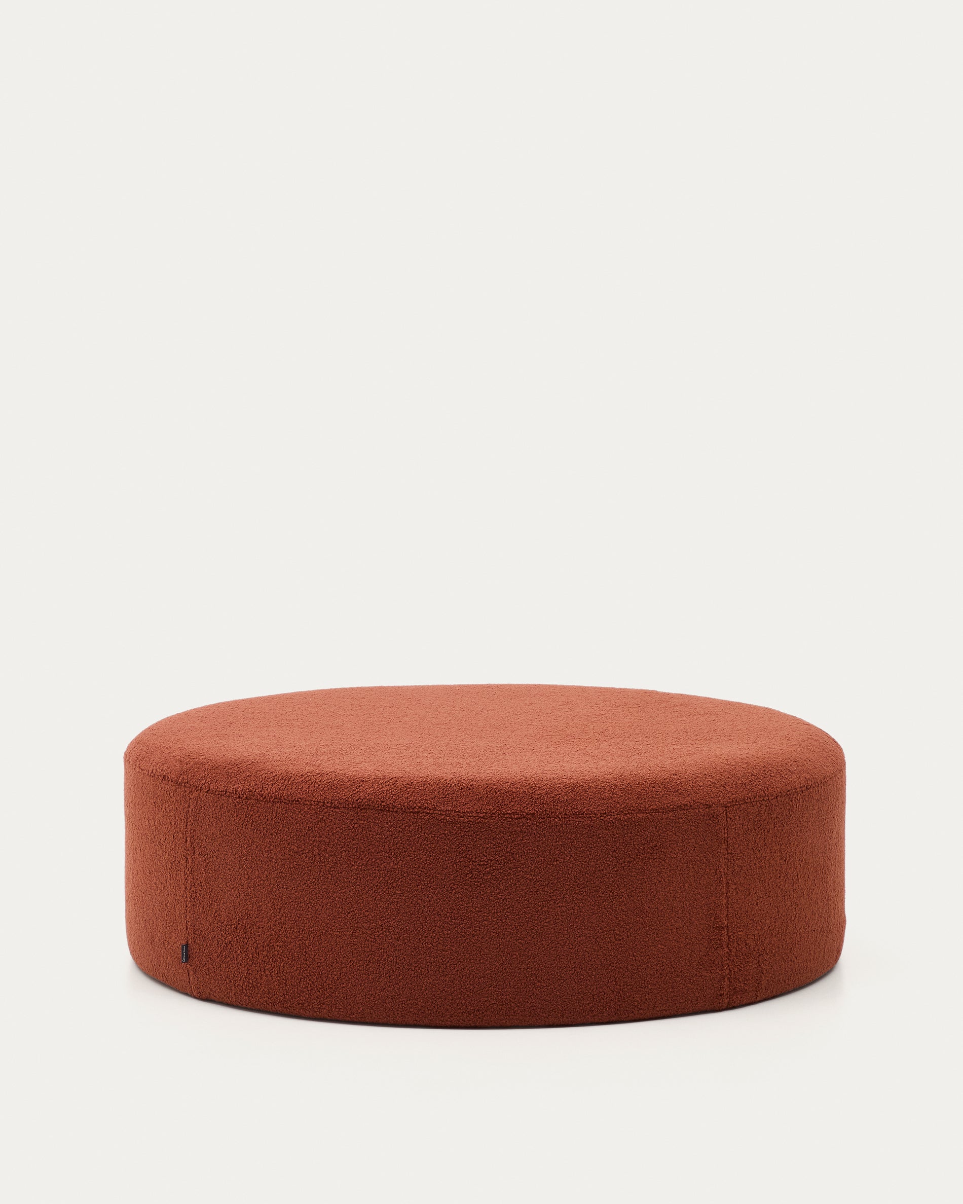 Kaeli footrest with removable cover in terracotta bouclé Ø 120 cm - Product View