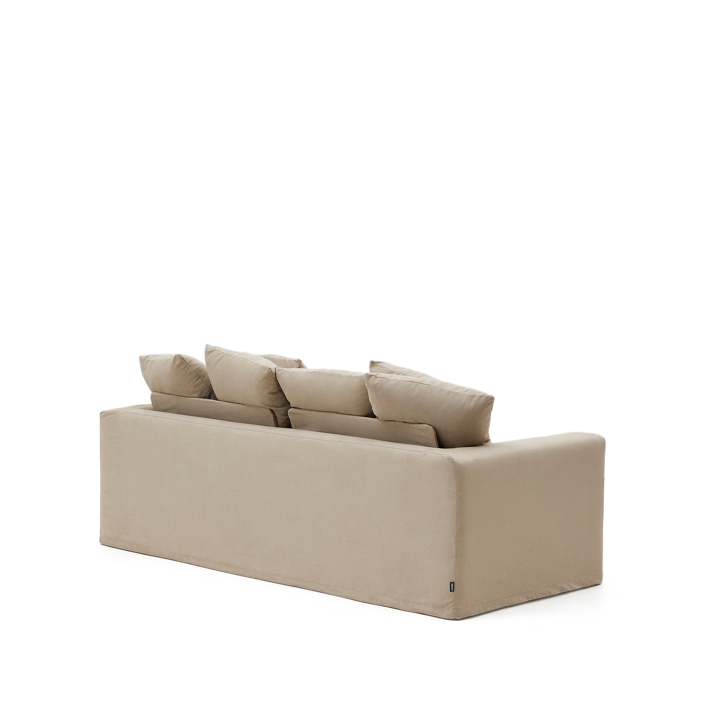 Nora three-seater sofa with ocher canvas and cotton cushions 240 cm