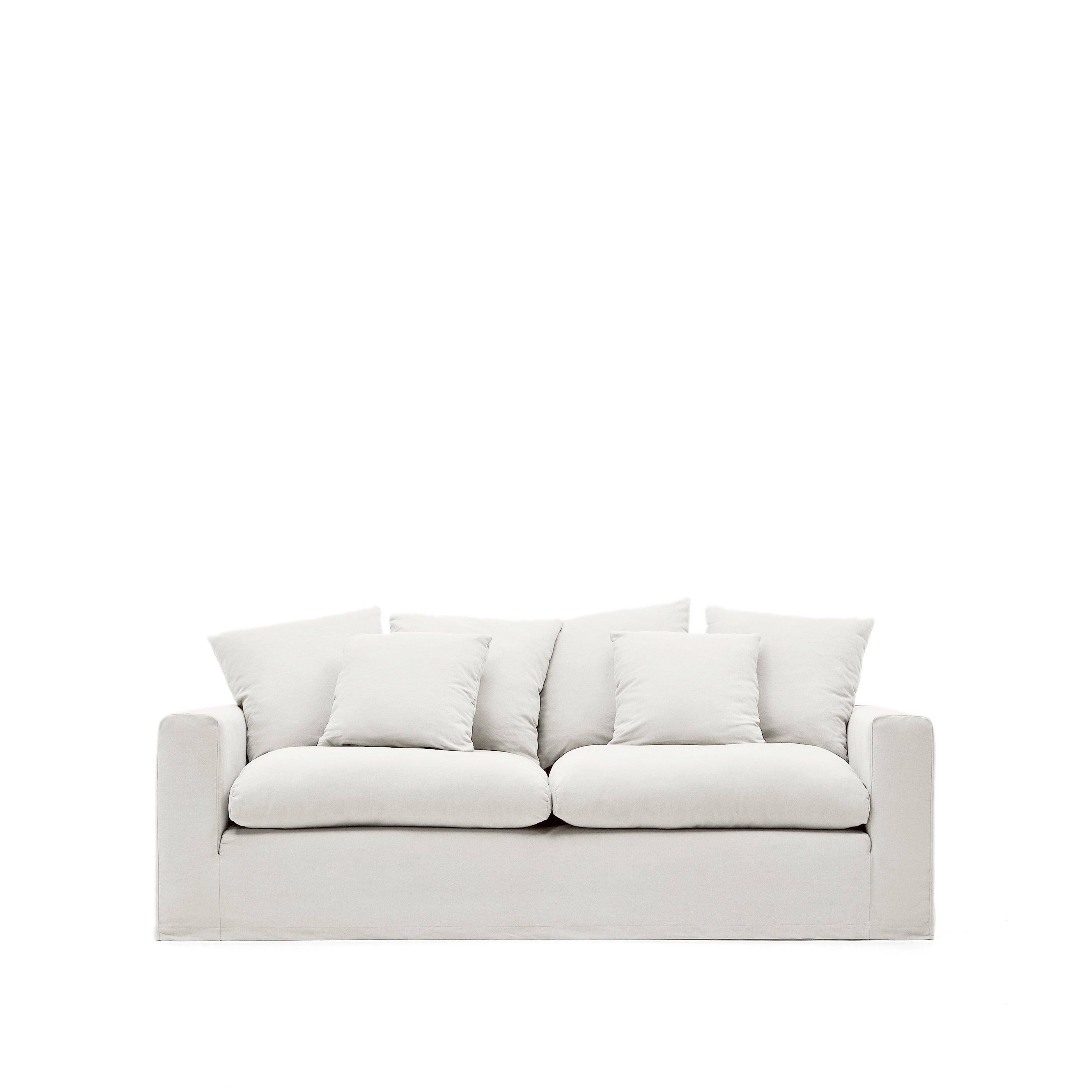 Nora 3-seater sofa cover in ecru linen and cotton - Product Image