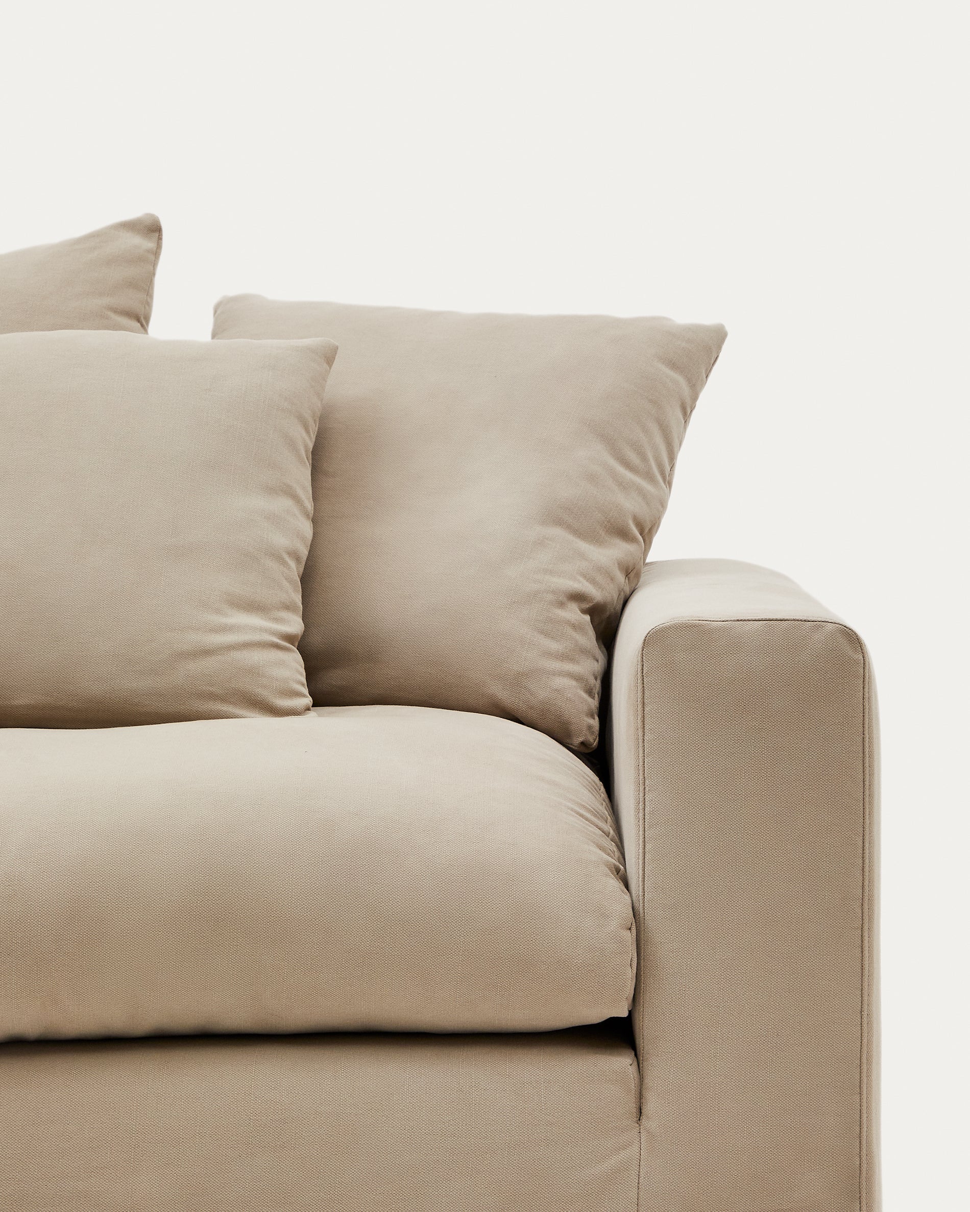 Nora 4-seater sofa cover in taupe linen and cotton - Detail