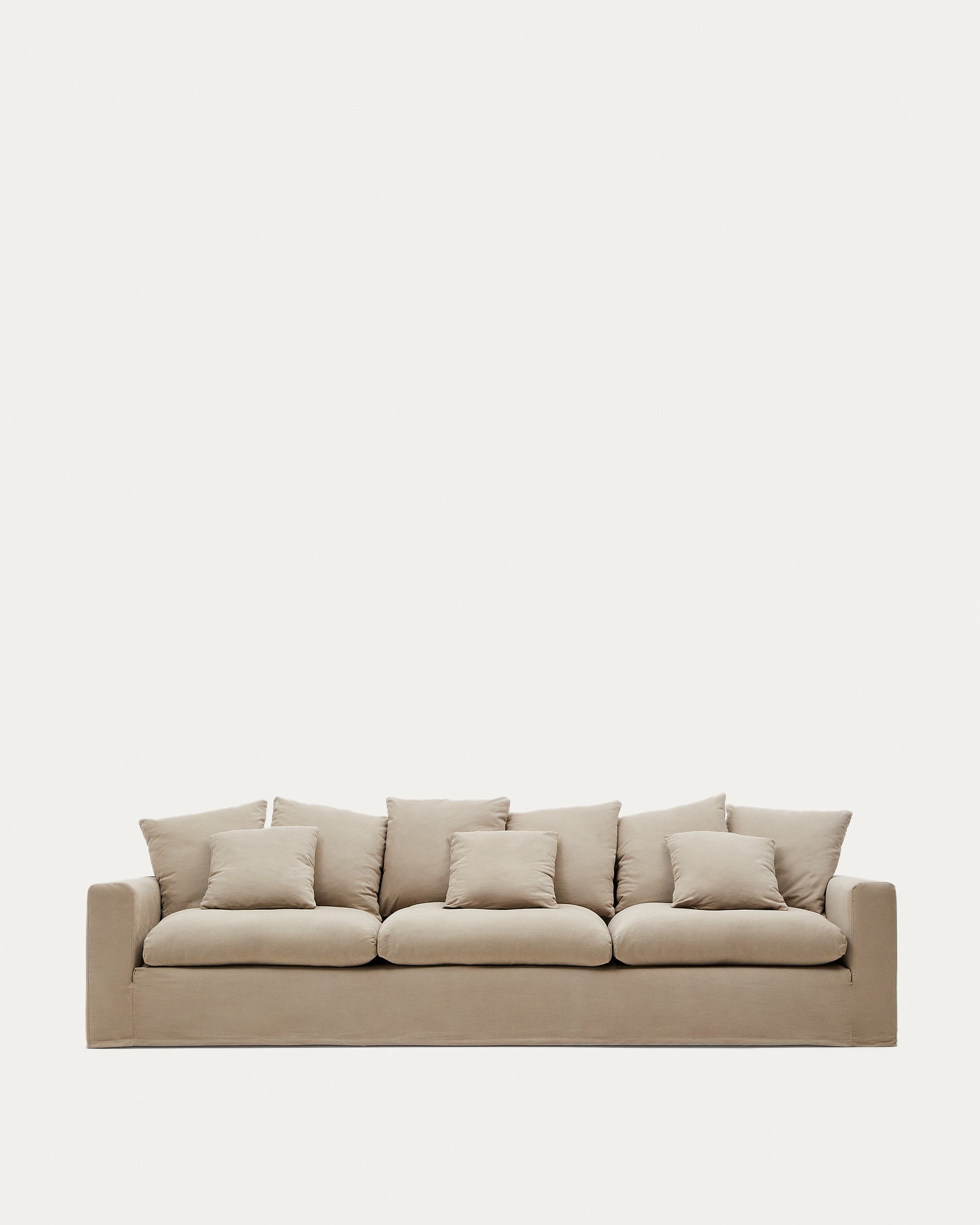 Nora 4-seater sofa cover in taupe linen and cotton - Product View