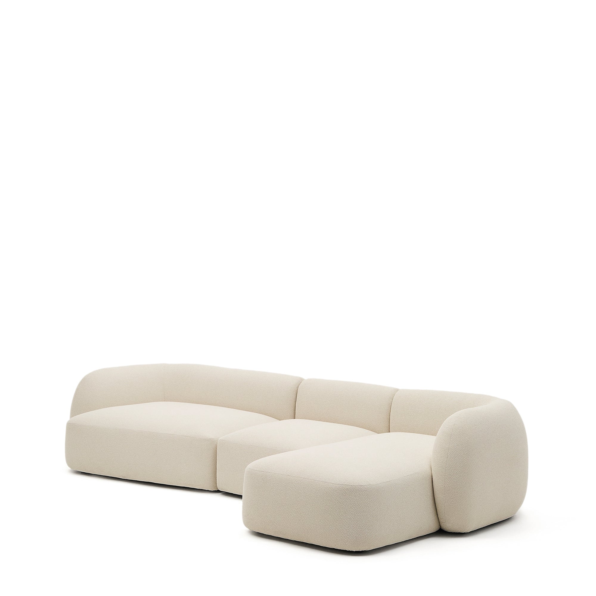 Martina ecru chenille 4-seater modular sofa with right chaise longue 377cm - Product Image
