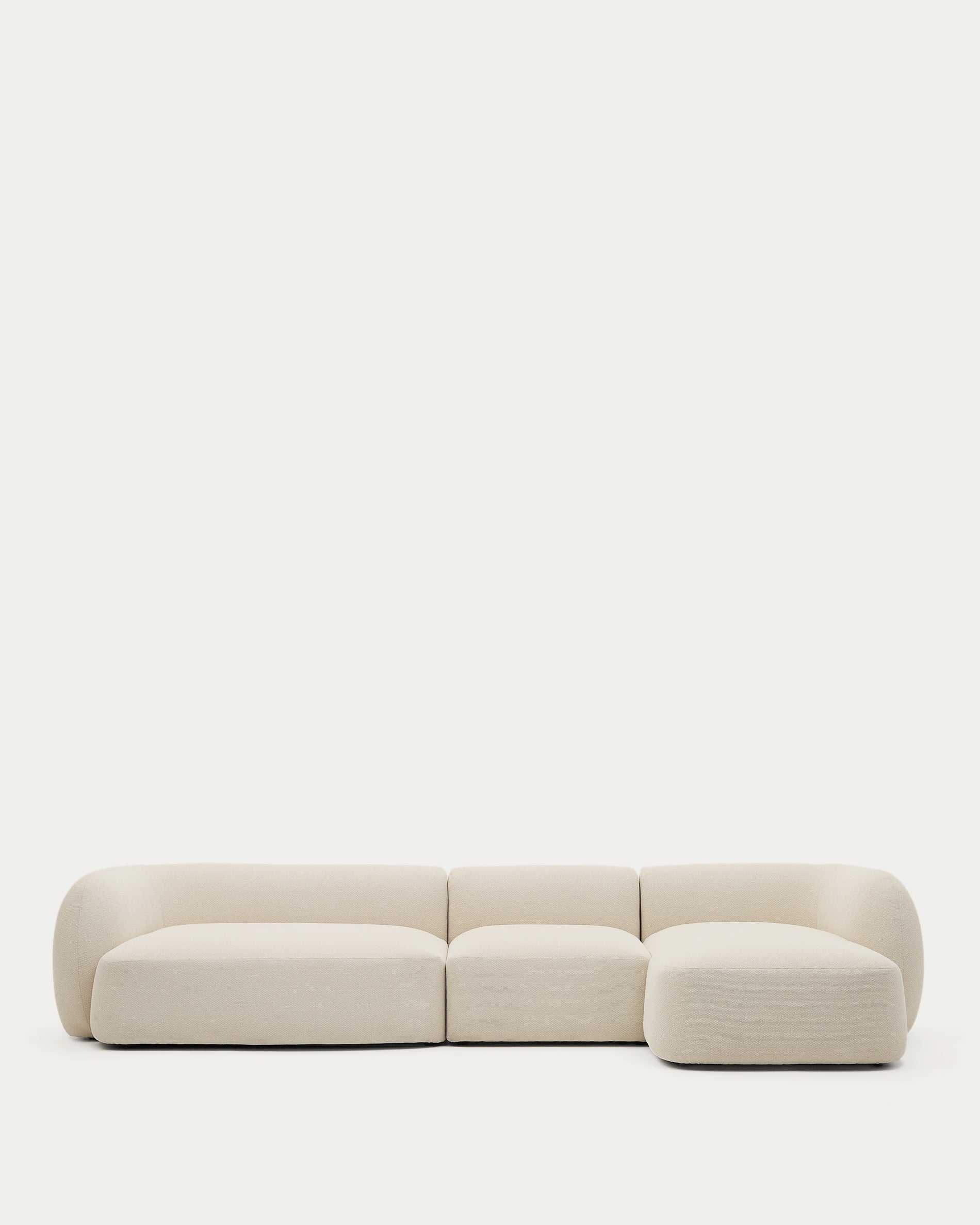 Martina ecru chenille 4-seater modular sofa with right chaise longue 377cm - Product View