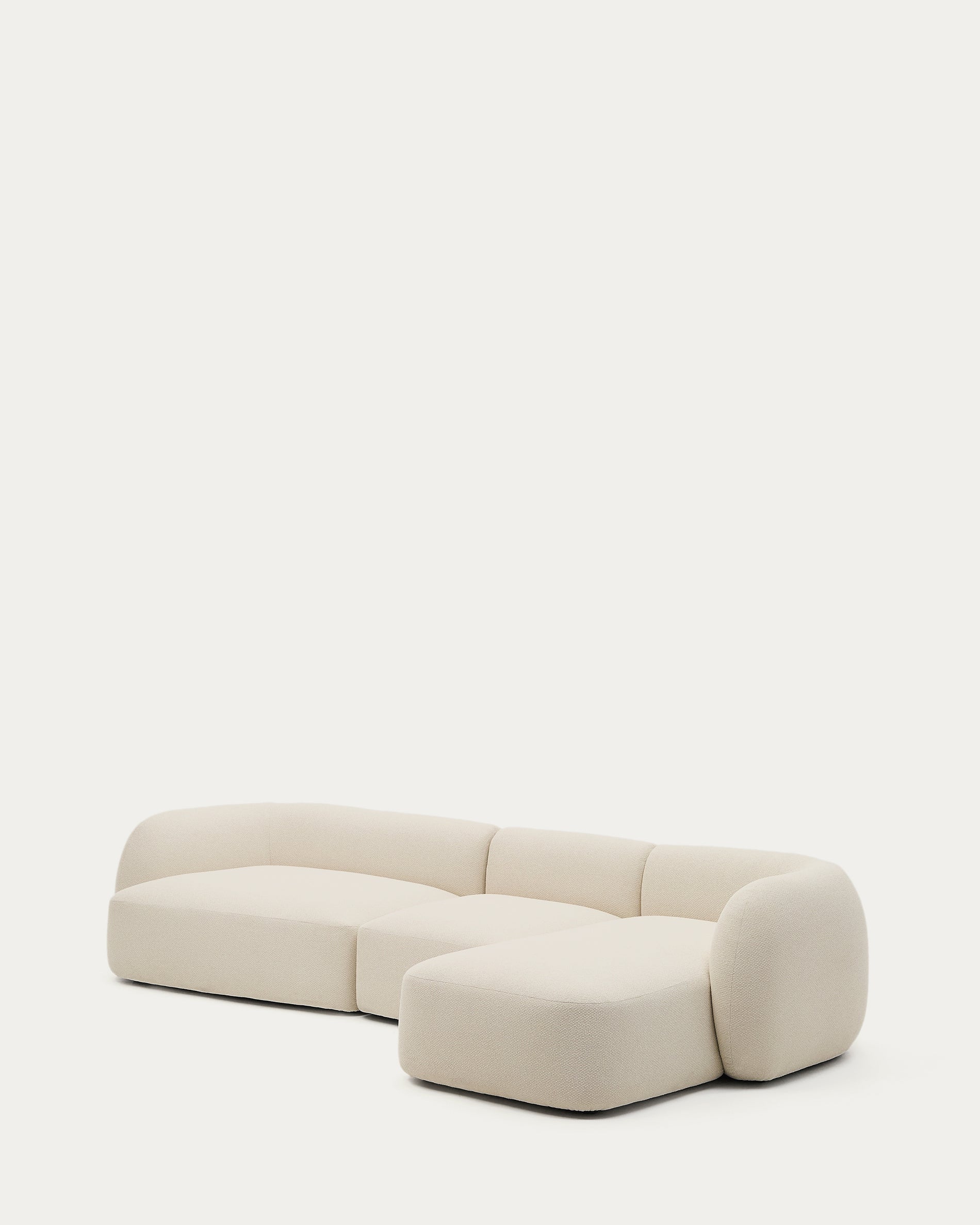 Martina ecru chenille 4-seater modular sofa with right chaise longue 377cm - Product View