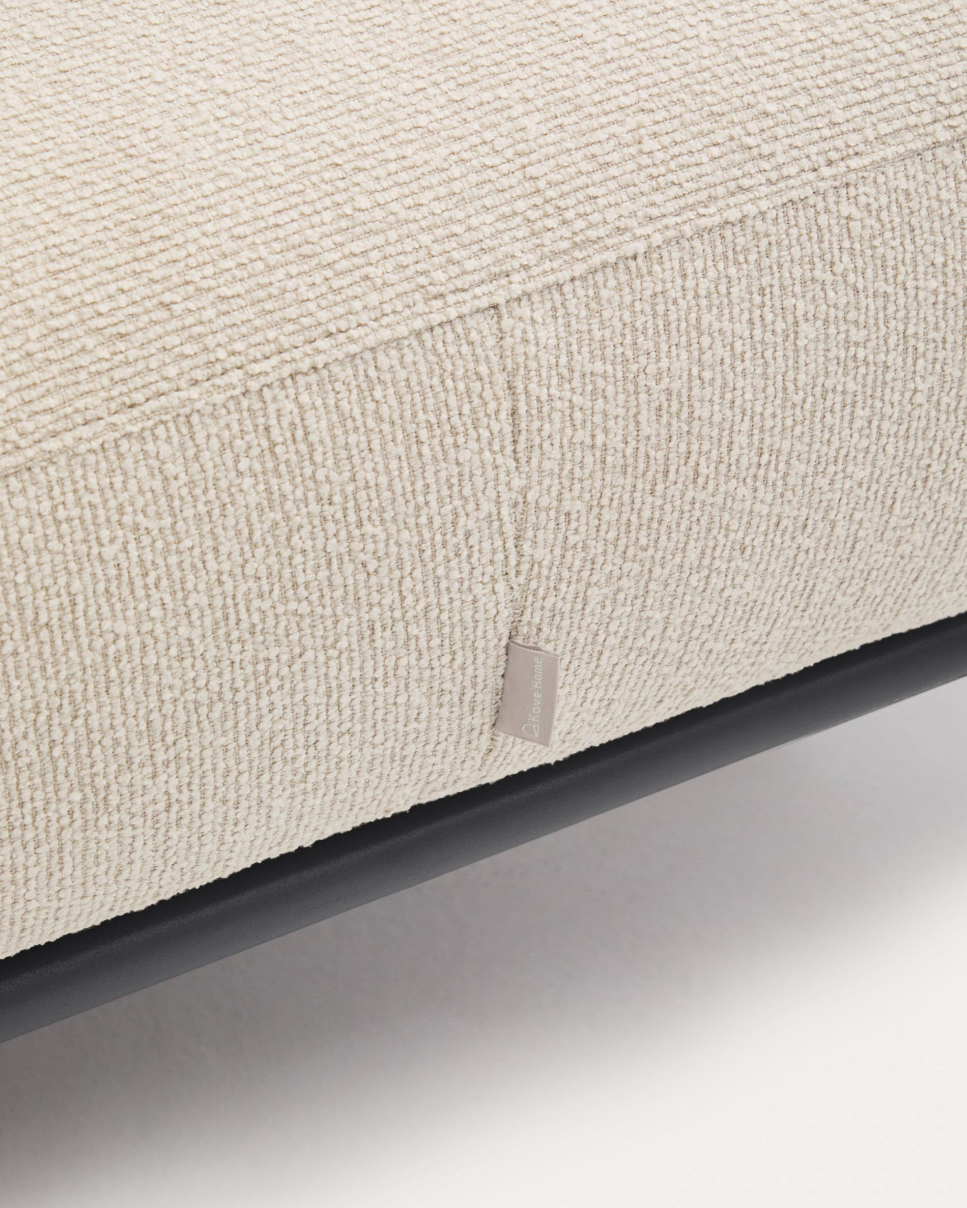 Aurum ecru chenille footrest with matte grey metal base 85 x 85cm FSC Mix Credit - Detail