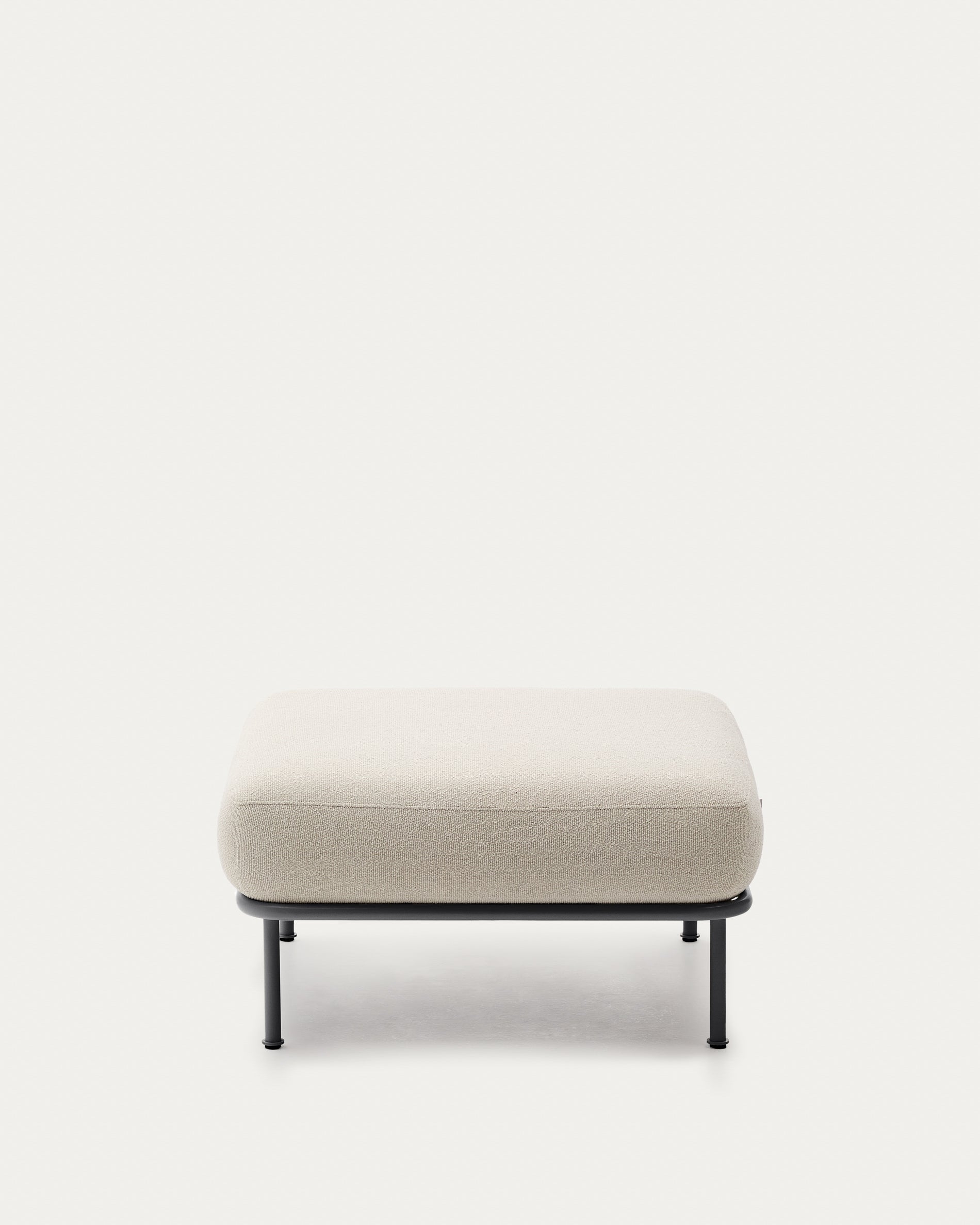 Aurum ecru chenille footrest with matte grey metal base 85 x 85cm FSC Mix Credit - Product View