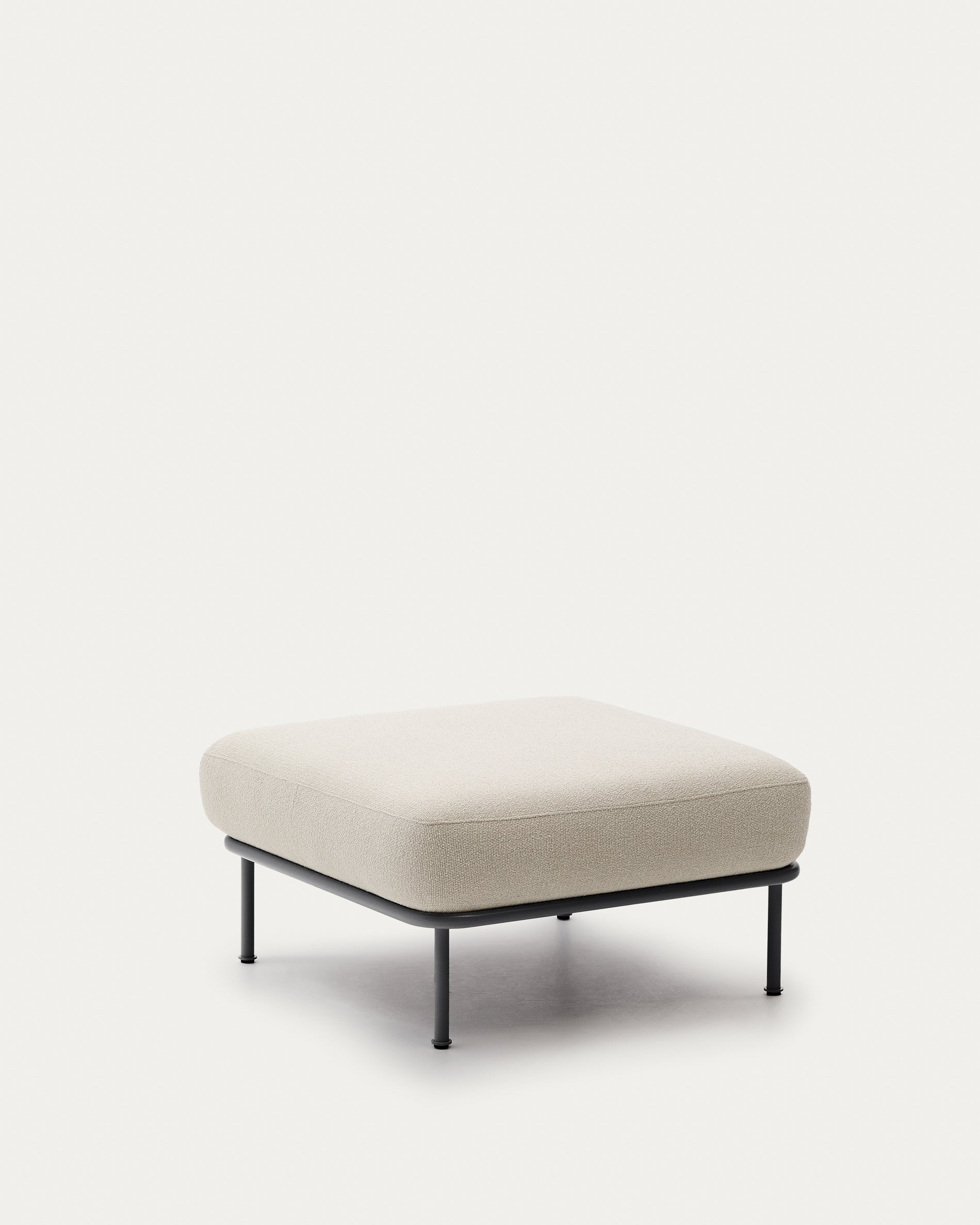 Aurum ecru chenille footrest with matte grey metal base 85 x 85cm FSC Mix Credit - Product View
