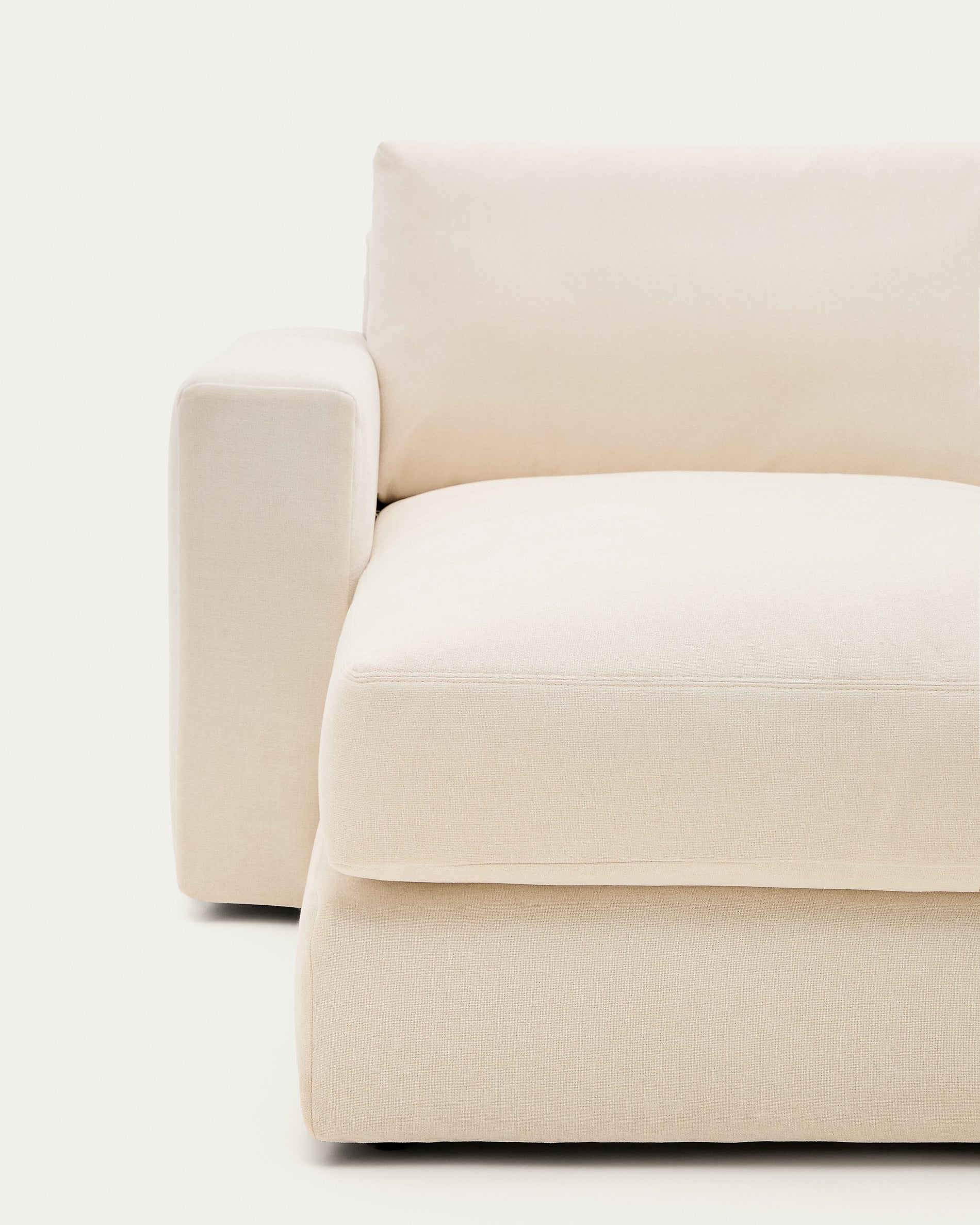 Alea ecru chenille 4-seater modular sofa with left chaise longue and removable cover 310cm - Detail