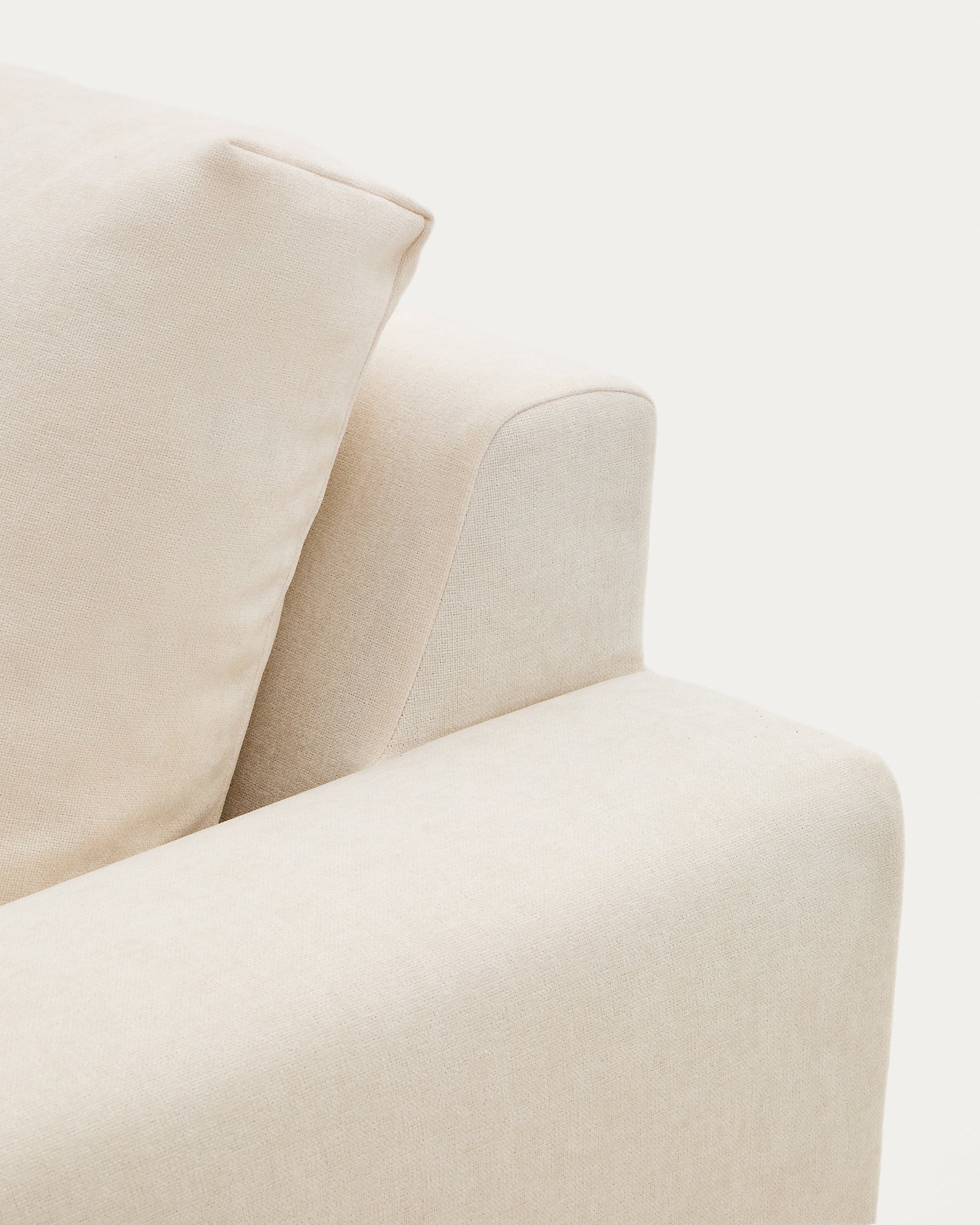 Alea ecru chenille 4-seater modular sofa with left chaise longue and removable cover 310cm - Detail
