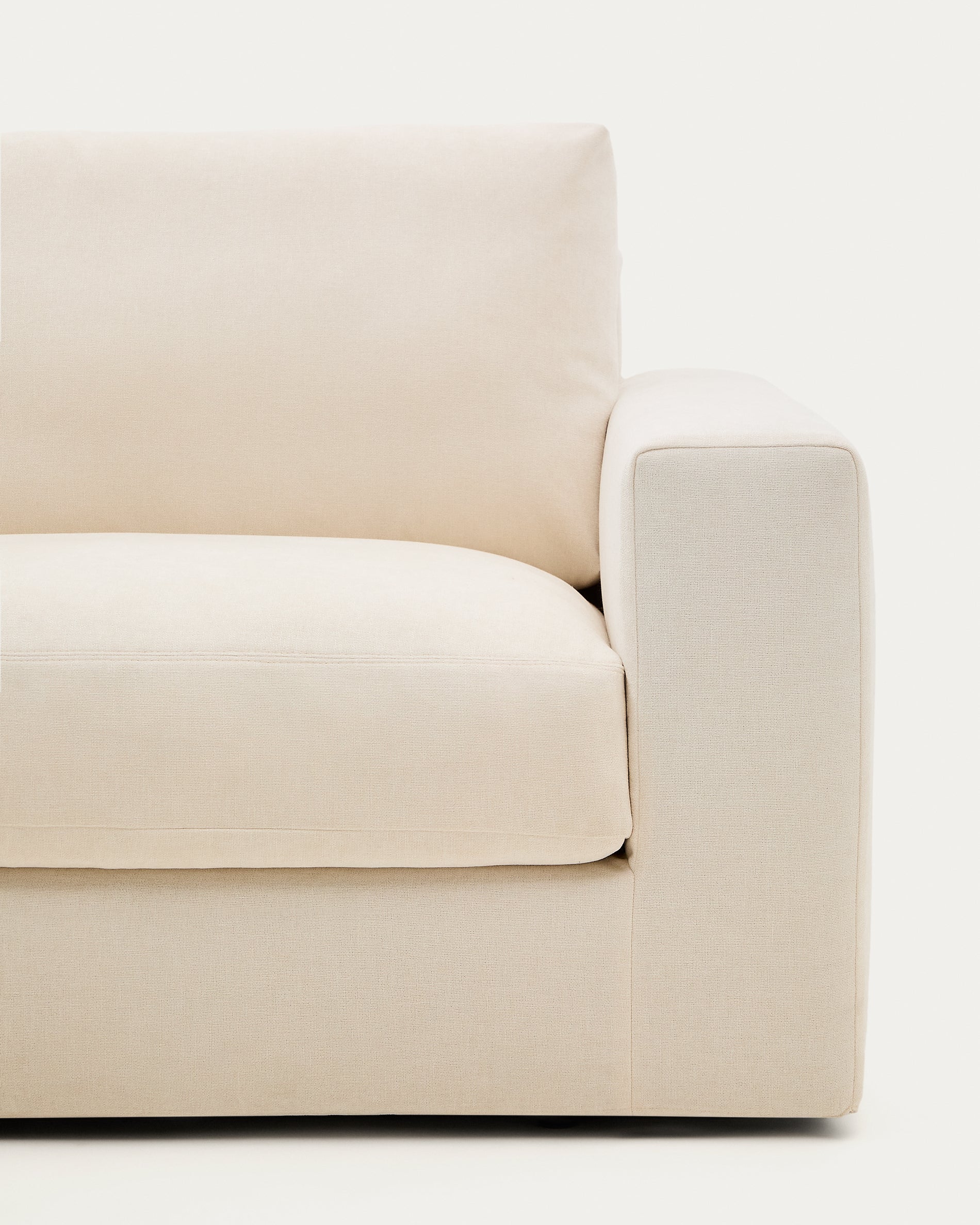 Alea ecru chenille 4-seater modular sofa with left chaise longue and removable cover 310cm - Detail