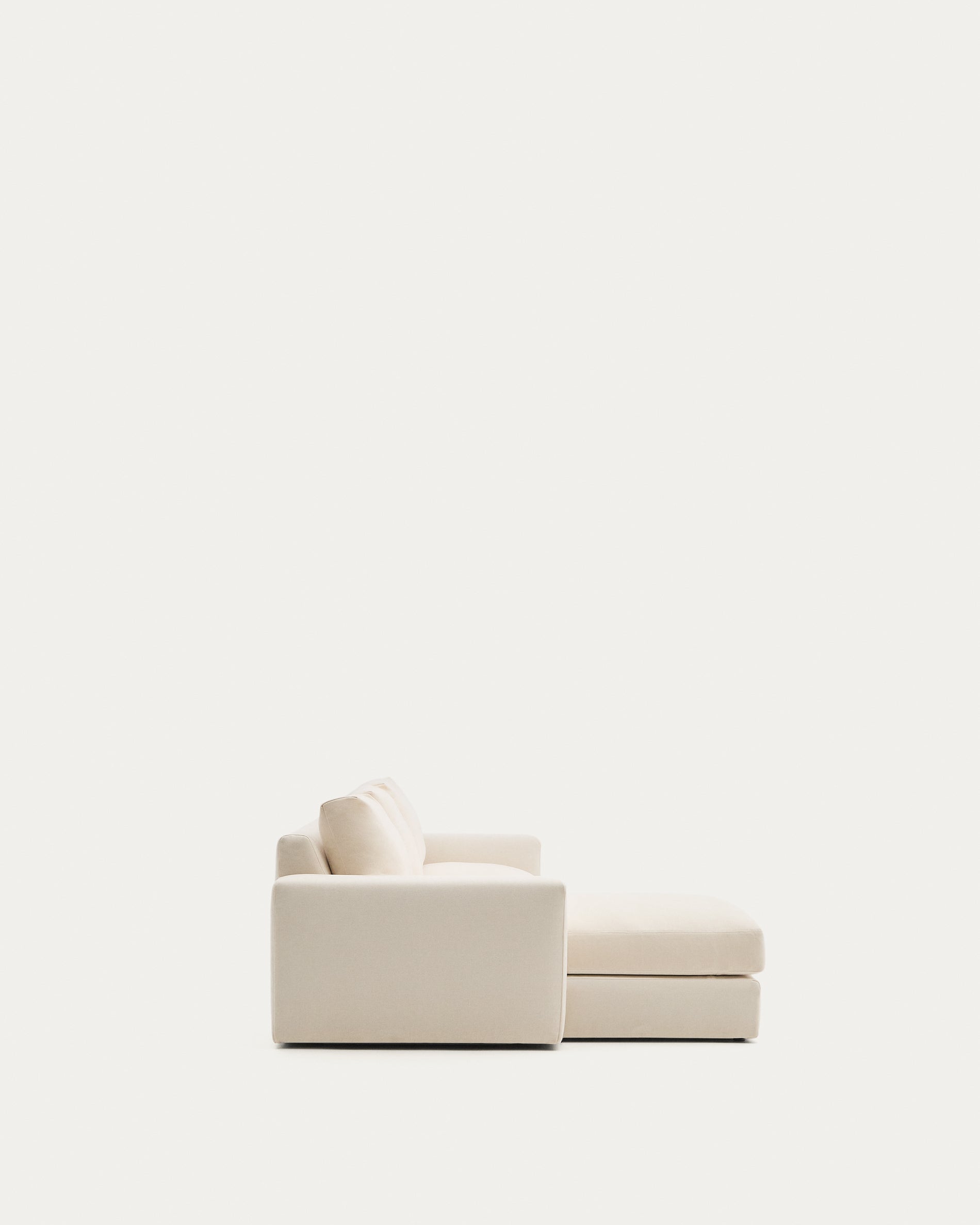Alea ecru chenille 4-seater modular sofa with left chaise longue and removable cover 310cm - Product View