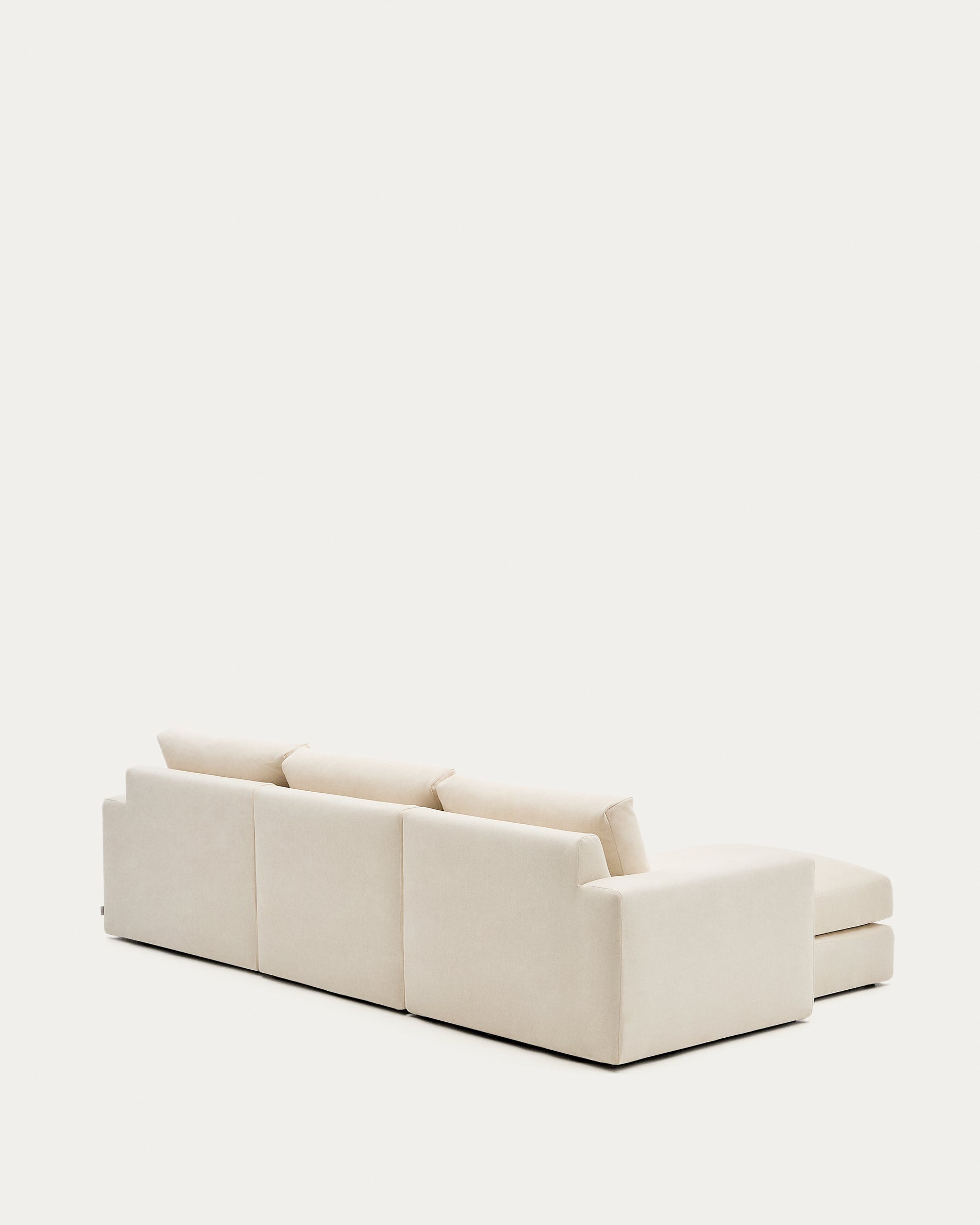 Alea ecru chenille 4-seater modular sofa with left chaise longue and removable cover 310cm - Product View