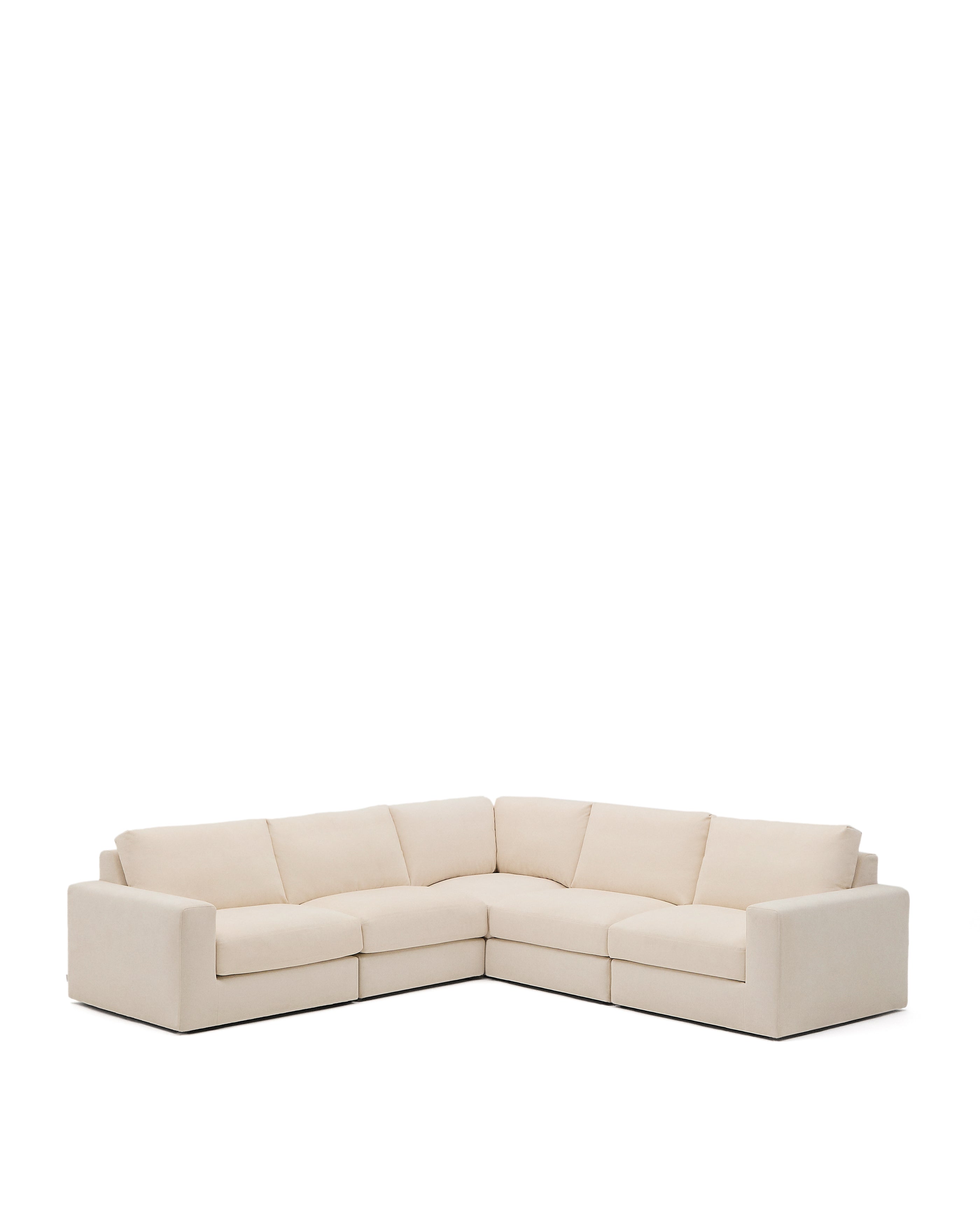 Alea 5-seater modular corner sofa with removable cover in ecru chenille 310 x 310cm - Product Image