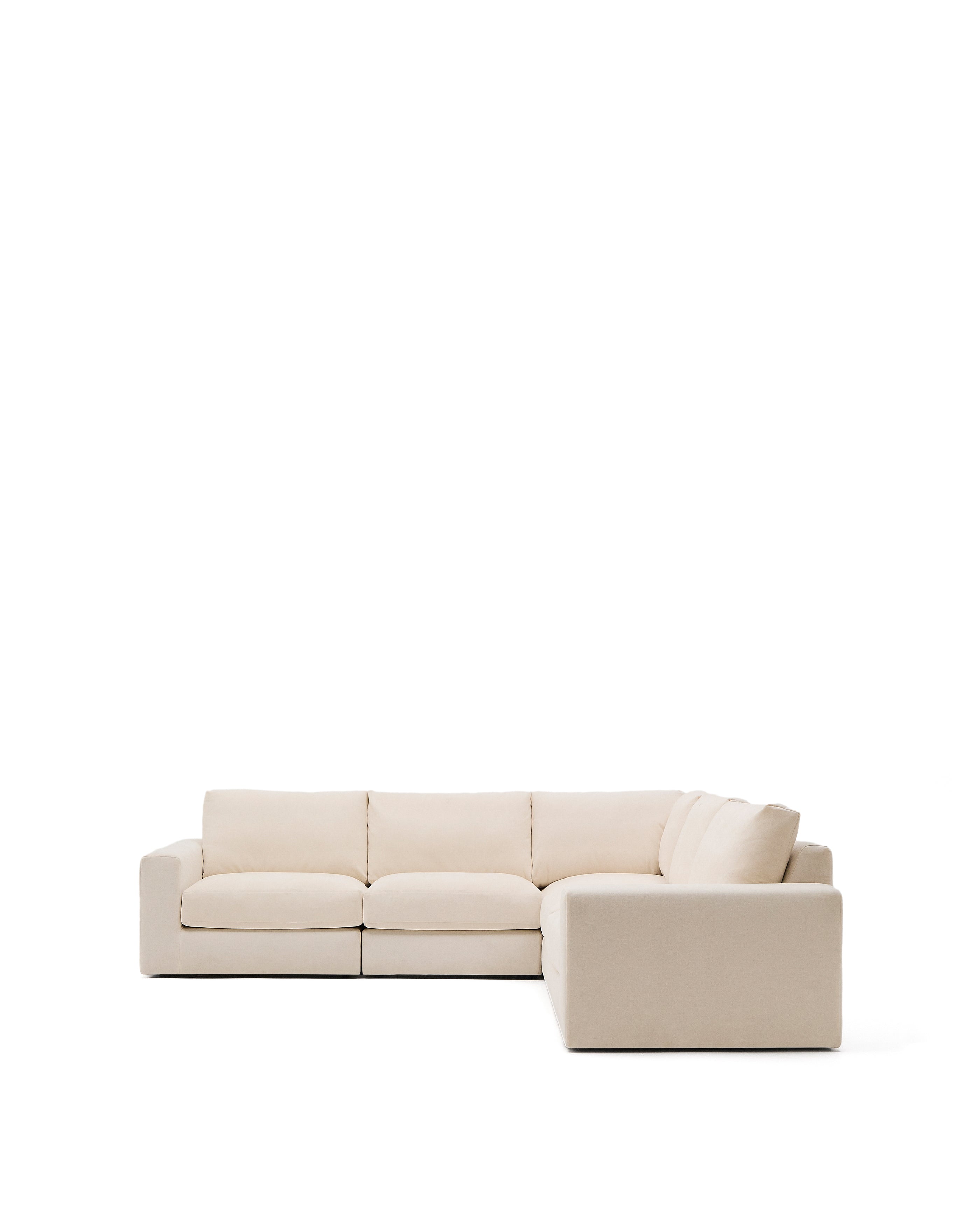 Alea 5-seater modular corner sofa with removable cover in ecru chenille 310 x 310cm - Product Image