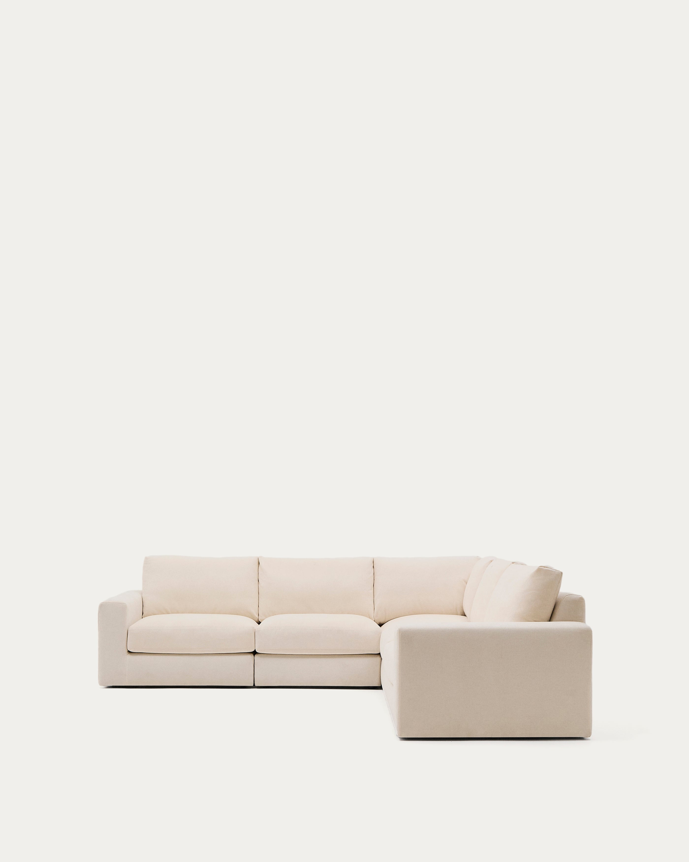 Alea 5-seater modular corner sofa with removable cover in ecru chenille 310 x 310cm - Product View