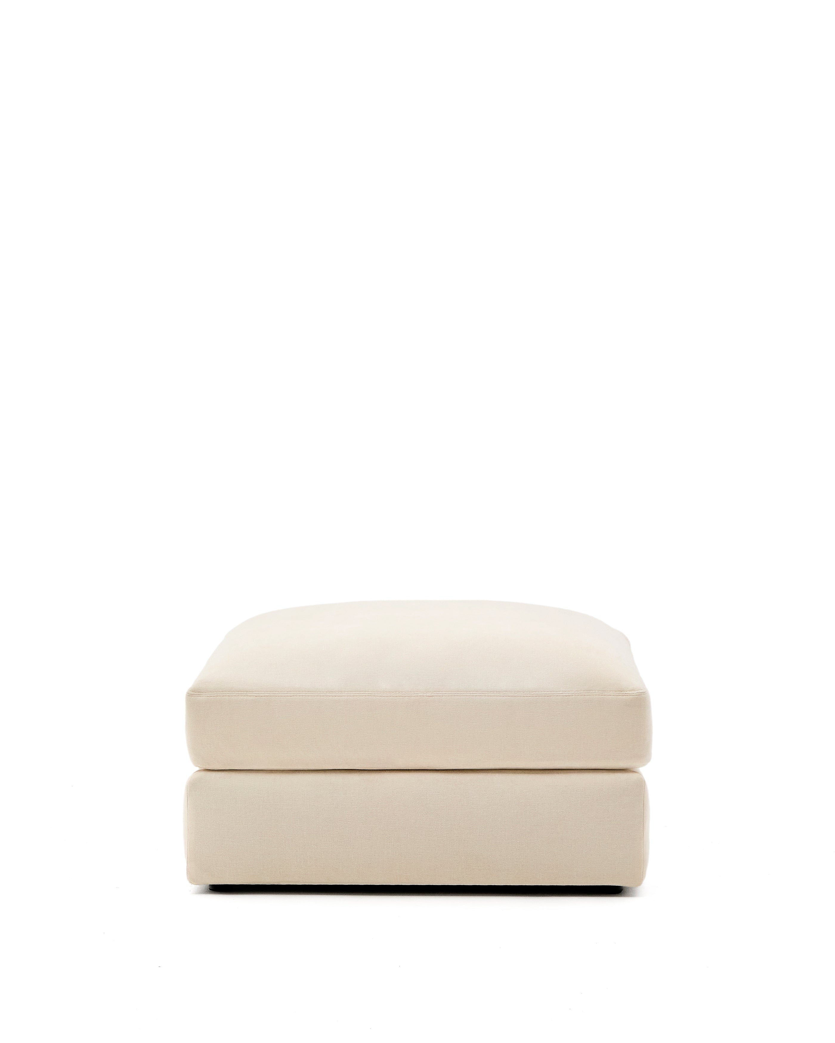 Alea ecru chenille footrest with removable cover 90 x 90cm - Product Image