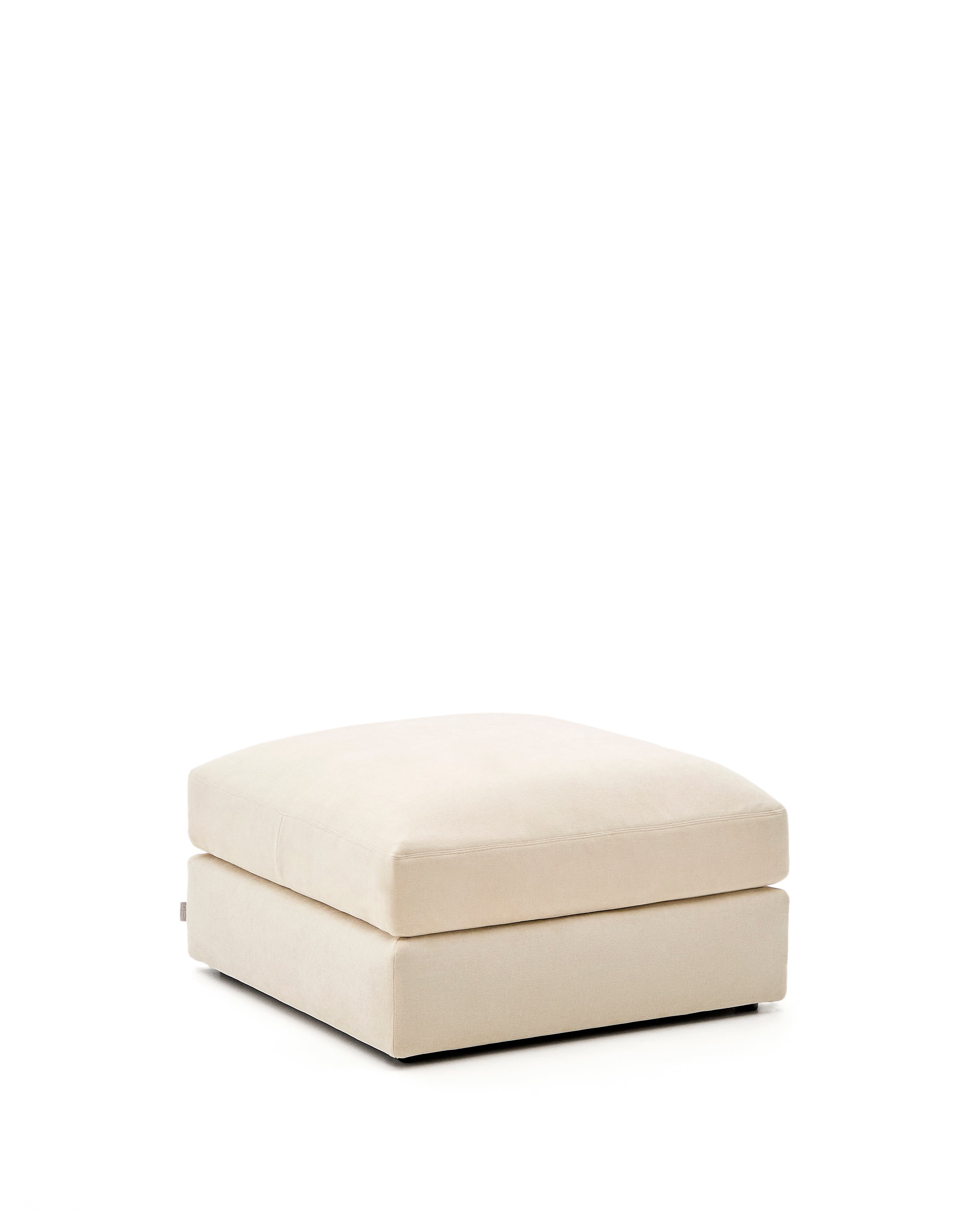 Alea ecru chenille footrest with removable cover 90 x 90cm - Product Image