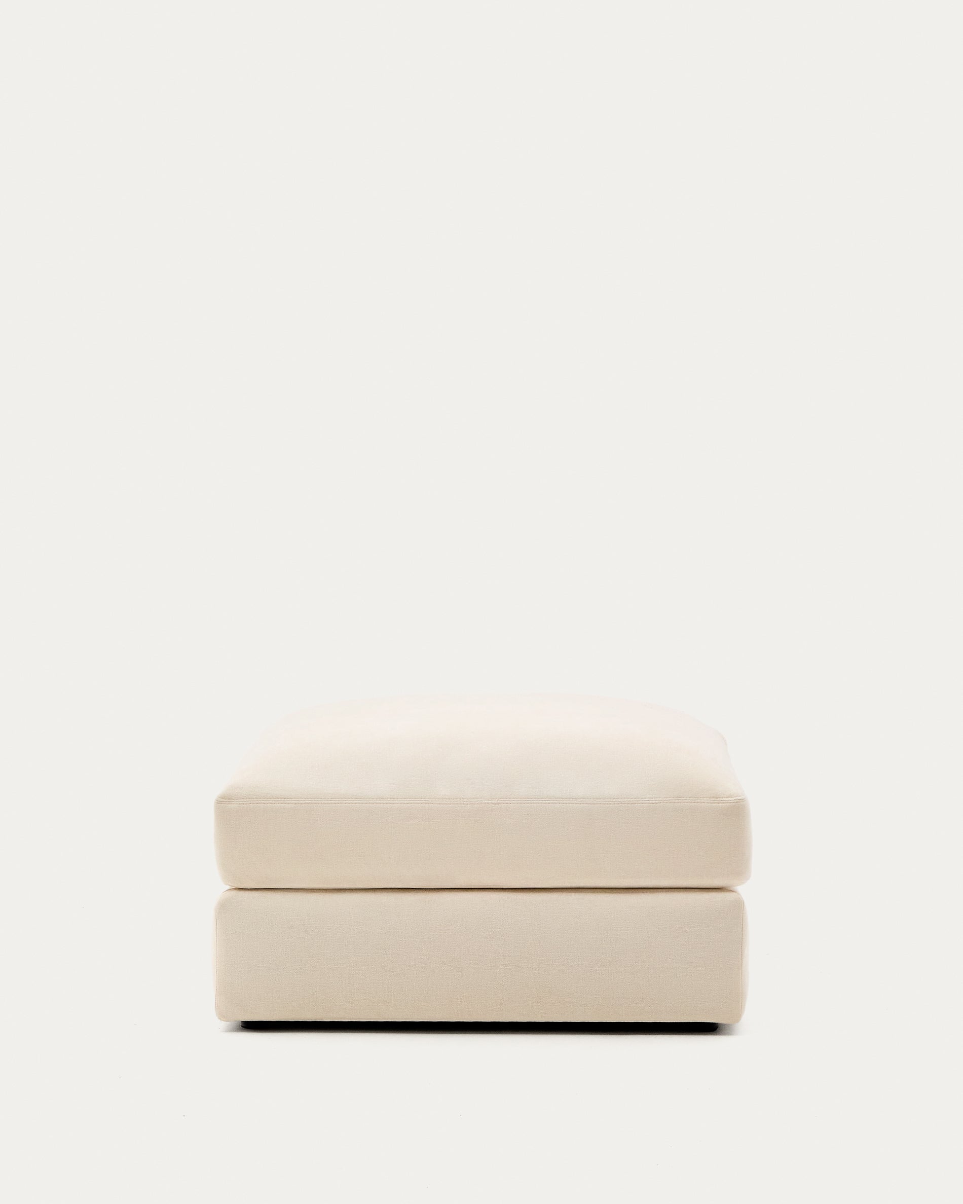 Alea ecru chenille footrest with removable cover 90 x 90cm - Product View