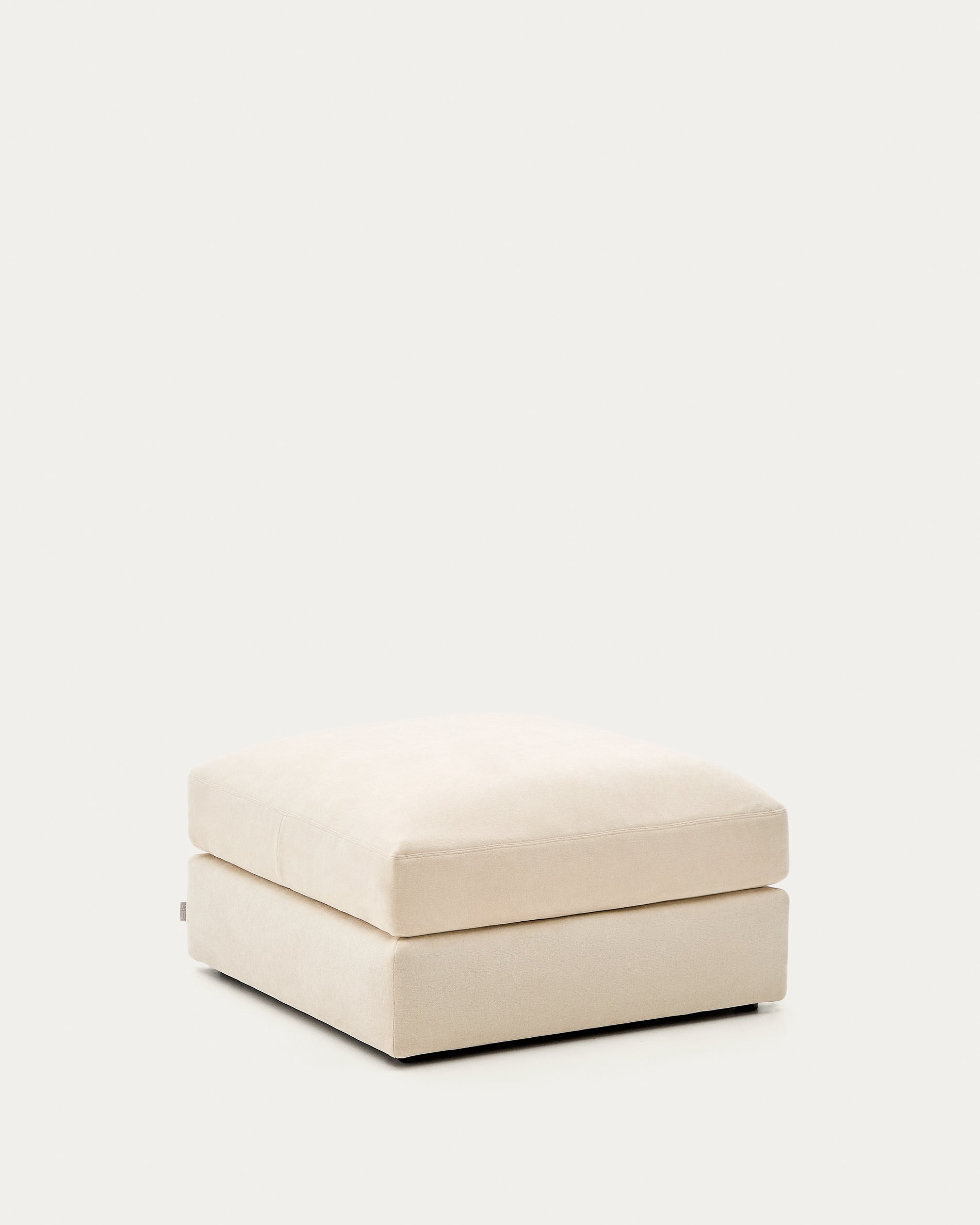 Alea ecru chenille footrest with removable cover 90 x 90cm - Product View