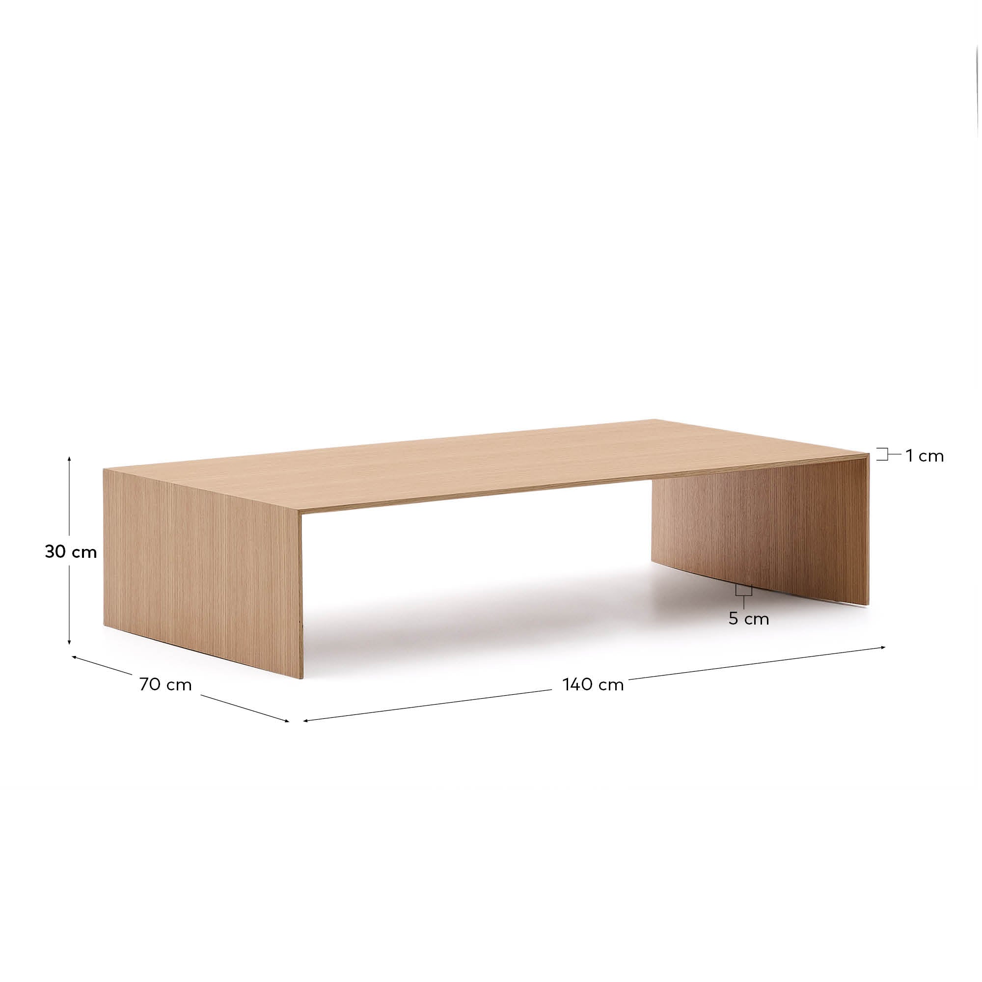 Litto oak veneer coffee table FSC Mix Credit, 140 x 70 cm - Measurements