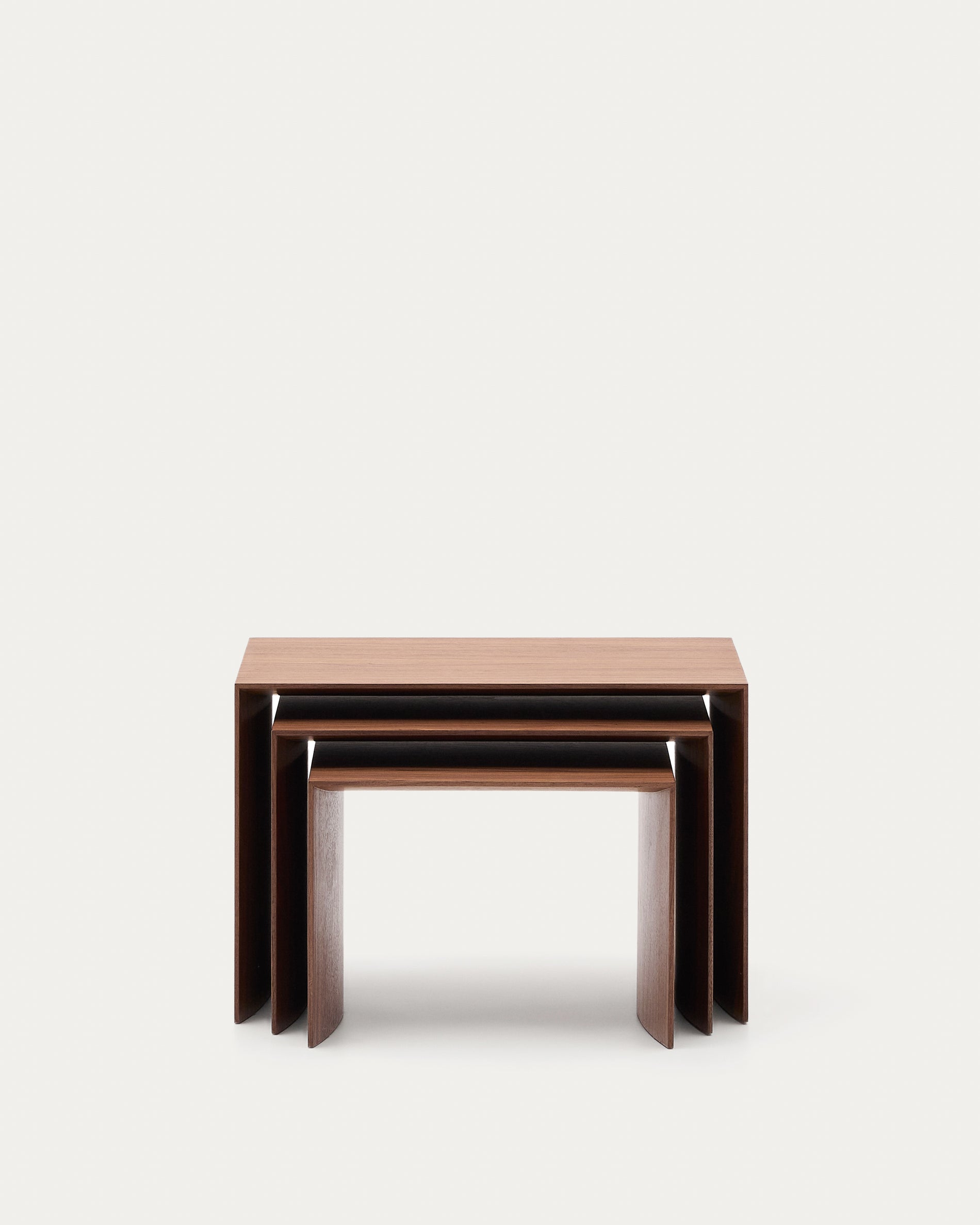 Litto set of 3 walnut veneer FSC Mix Credit nesting tables 60 x 40 / 51 x 36 / 42 x 31 cm - Product View