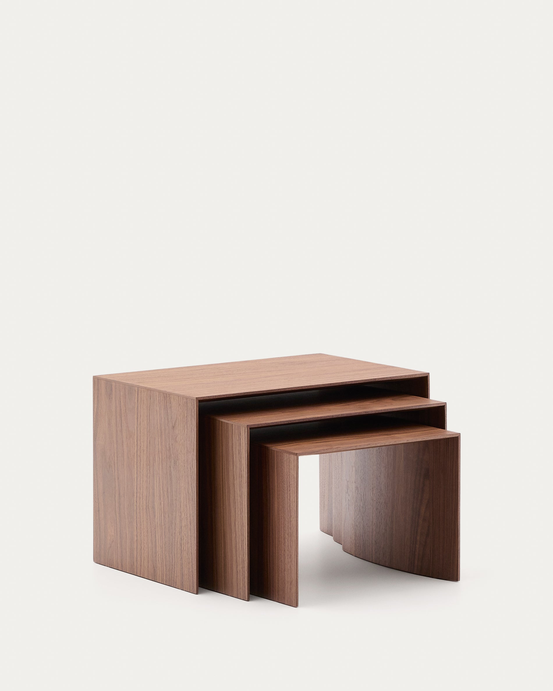 Litto set of 3 walnut veneer nesting tables 60 x 40 / 51 x 36 / 42 x 31 cm - Product View