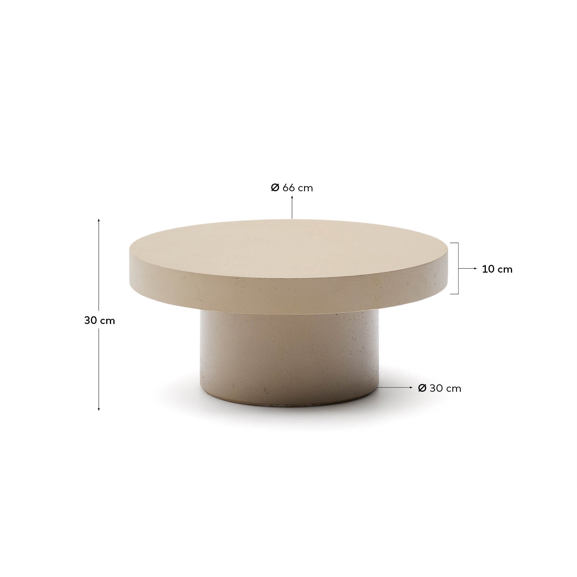Aiguablava beige cement coffee table Ø66cm - Measurements