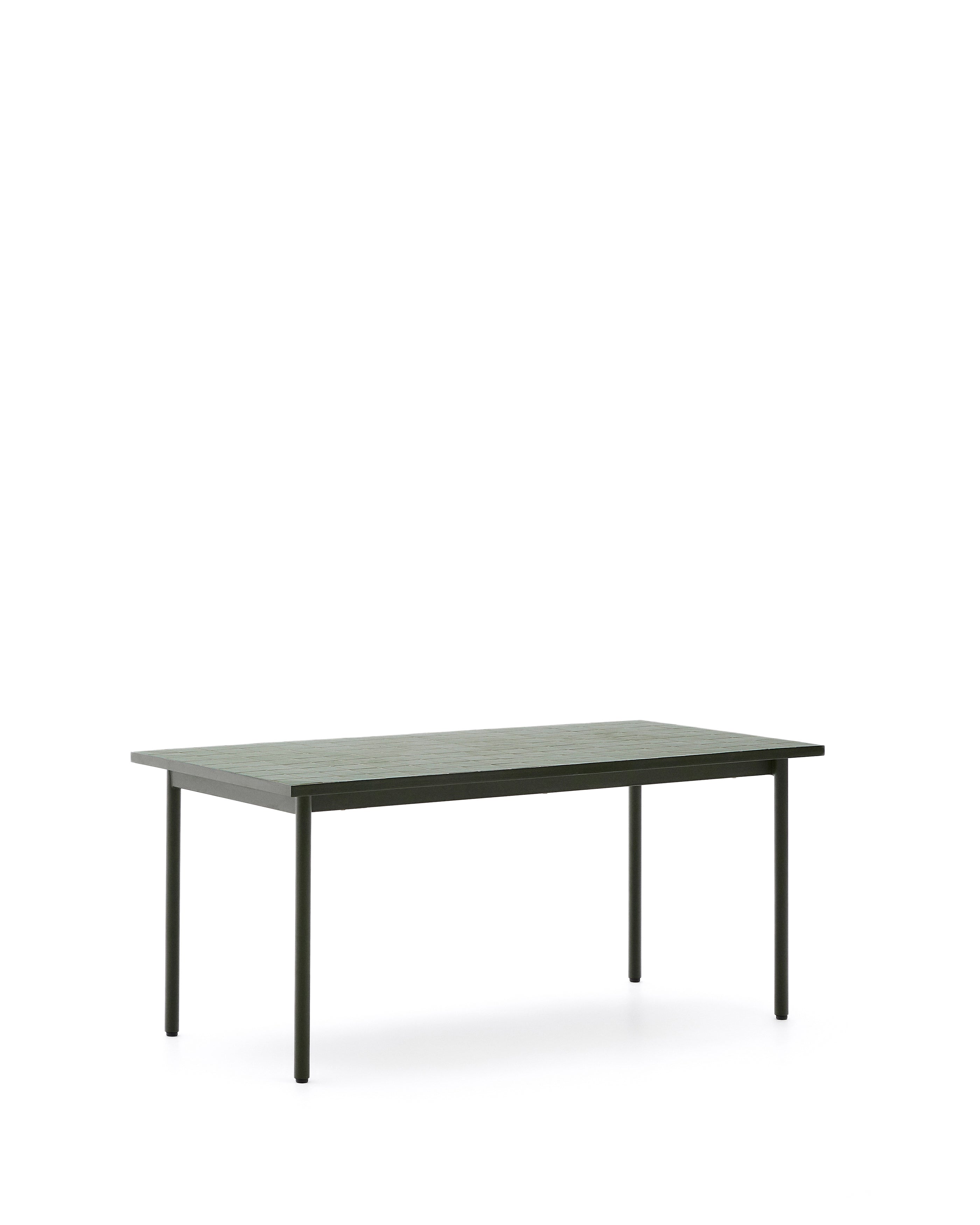 Maurina kültéri asztal zöld horganyzott acélból zöld csempékkel 182 x 91cm