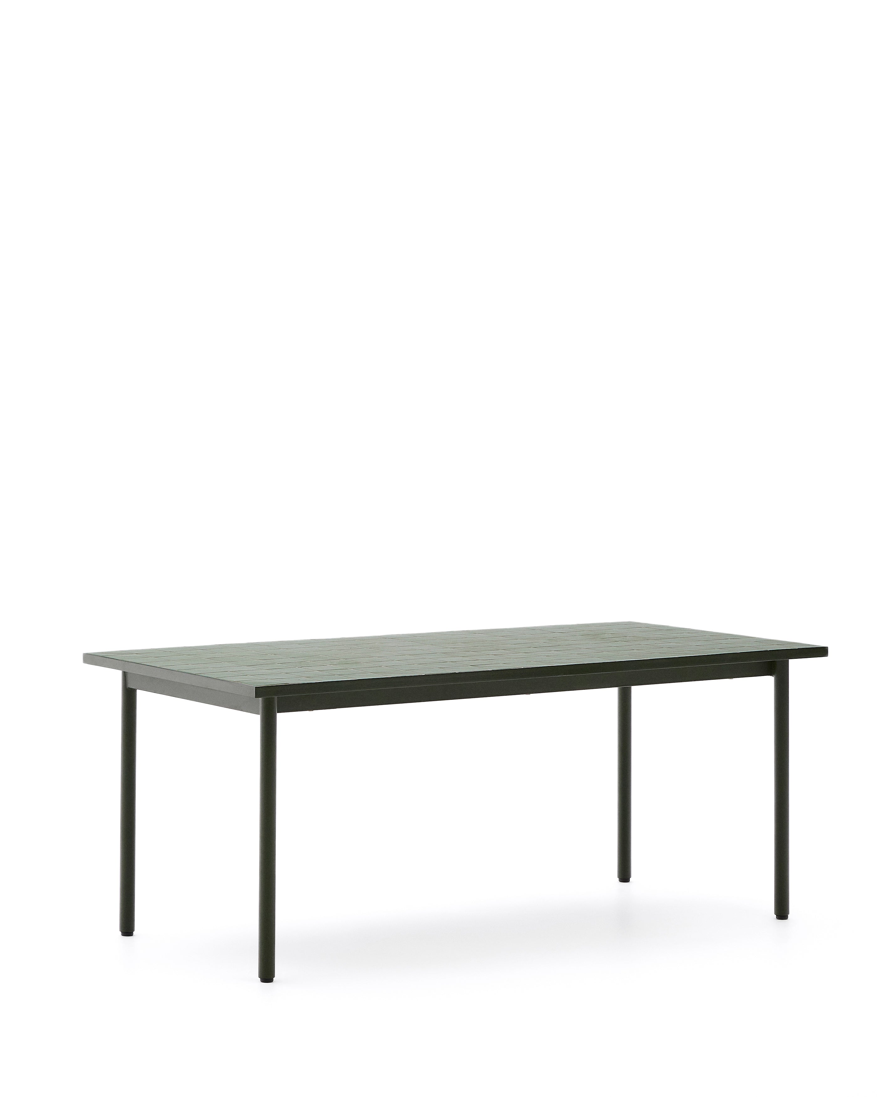 Maurina kültéri asztal zöld horganyzott acélból zöld csempékkel 223 x 101cm