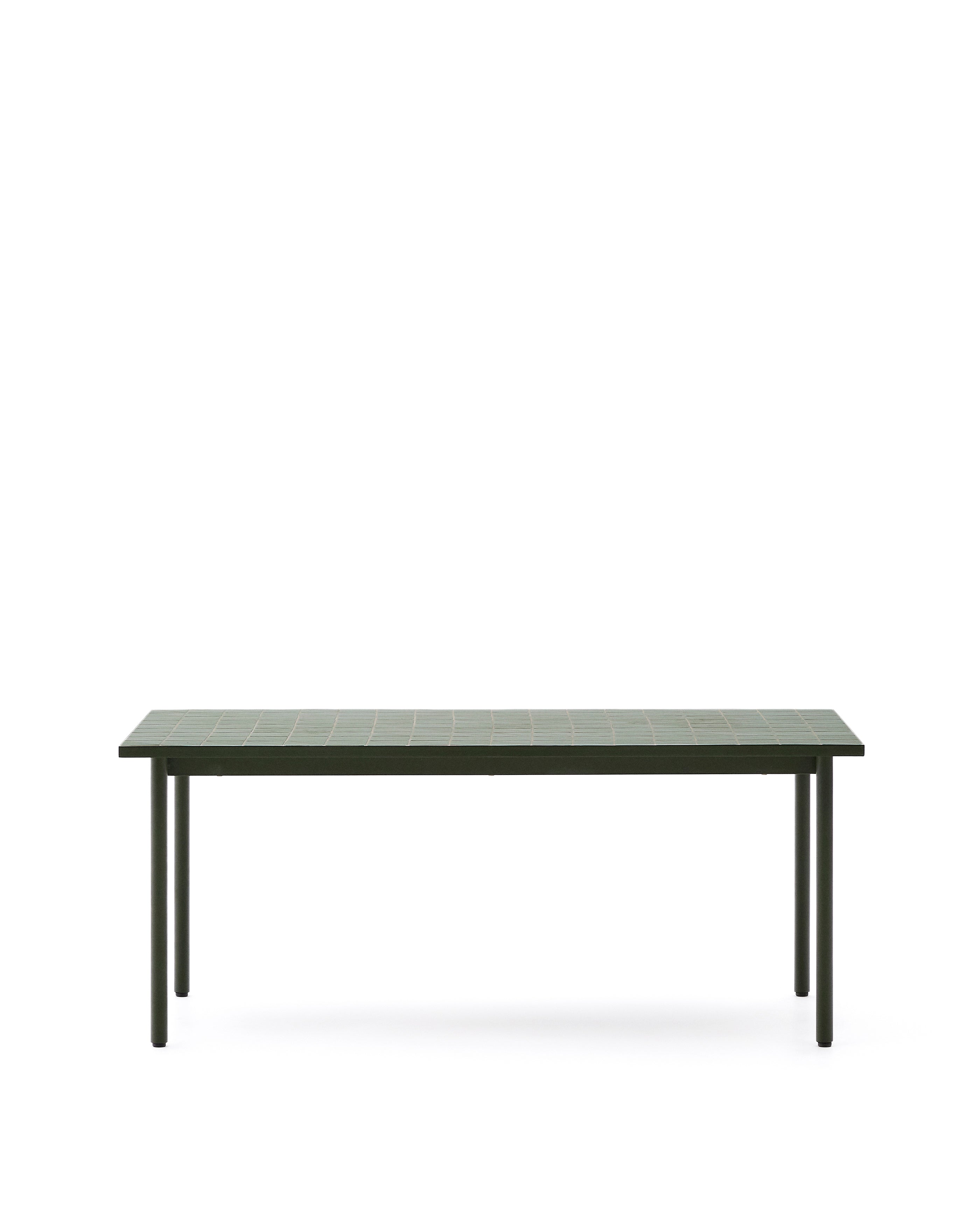 Maurina kültéri asztal zöld horganyzott acélból zöld csempékkel 223 x 101cm