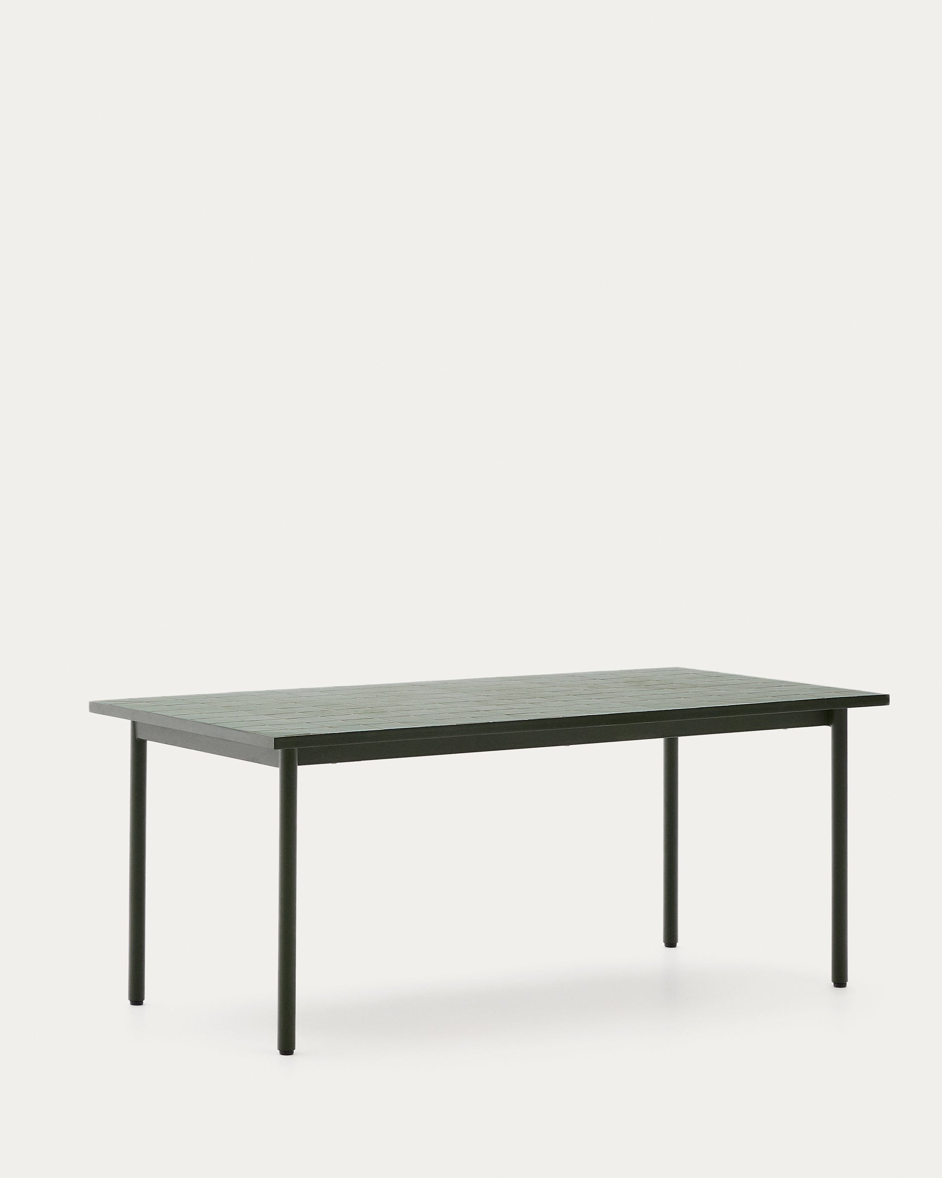 Maurina kültéri asztal zöld horganyzott acélból zöld csempékkel 223 x 101cm