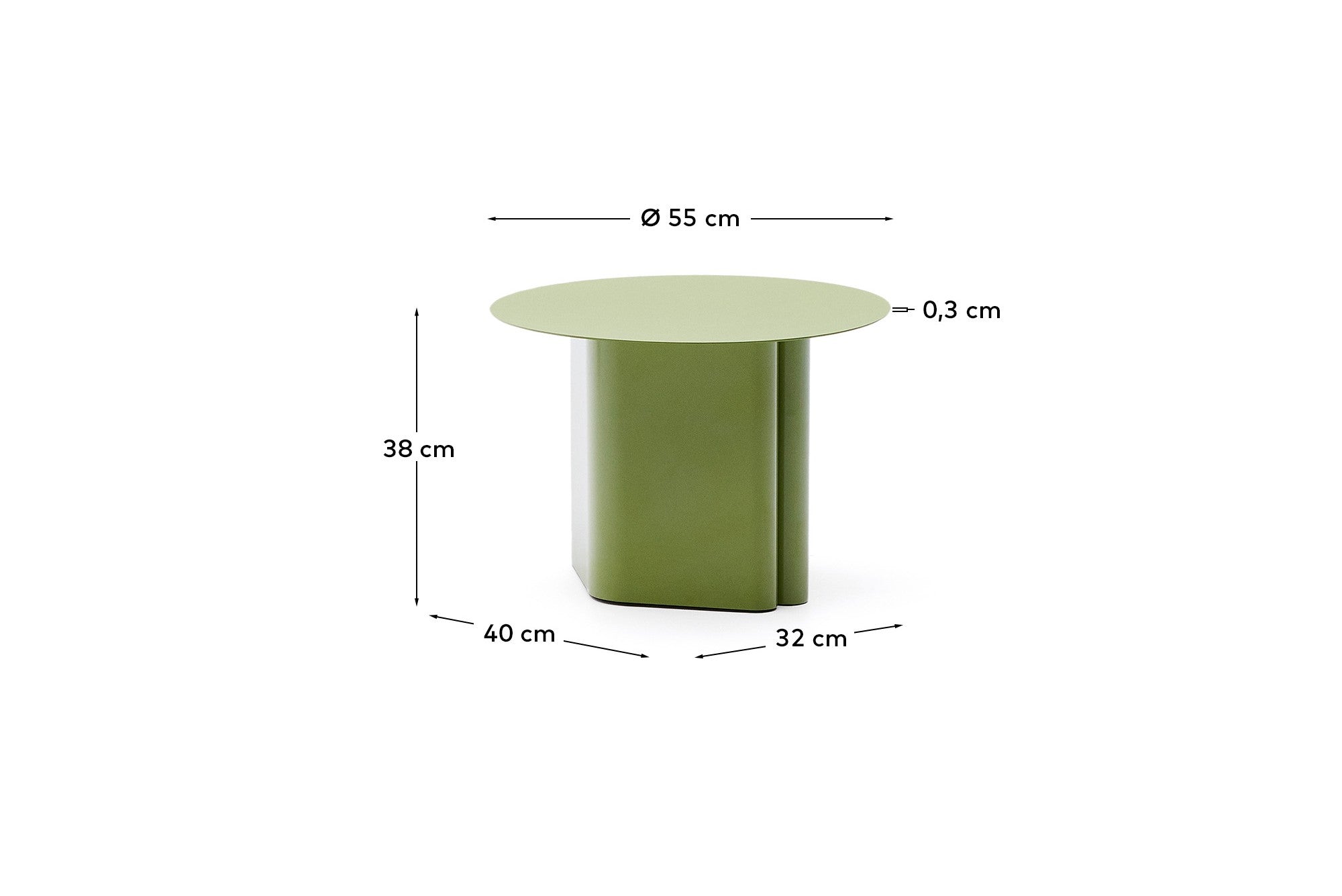 Arvin green iron side table Ø 55cm - Measurements