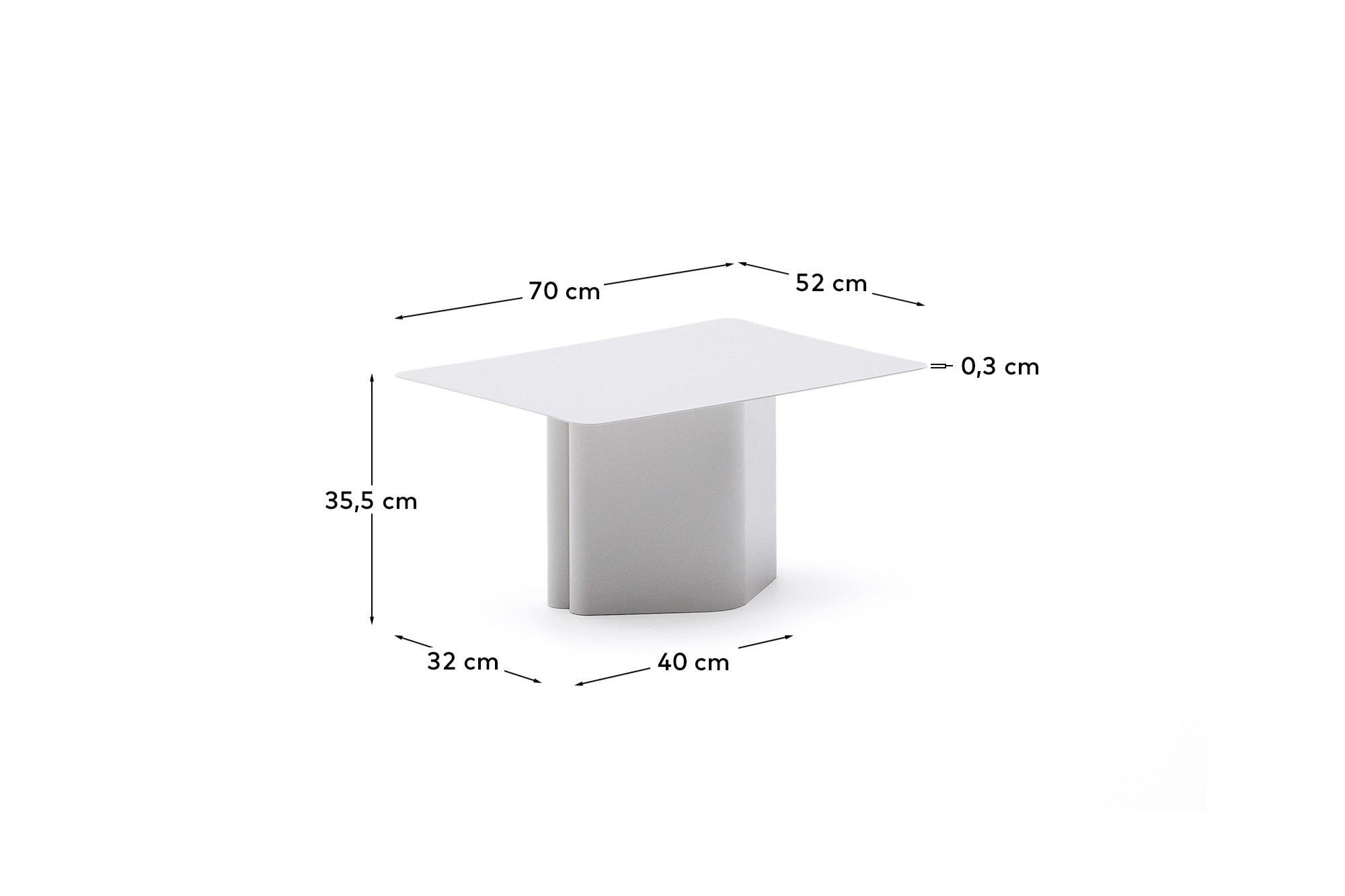 Arvin grey iron coffee table 70 x 52cm - Measurements