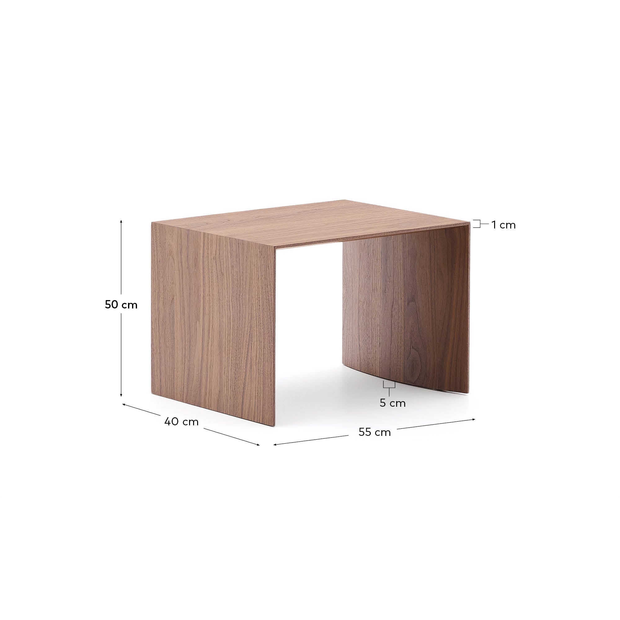 Litto walnut veneer FSC Mix Credit side table, 55 x 40 cm - Measurements